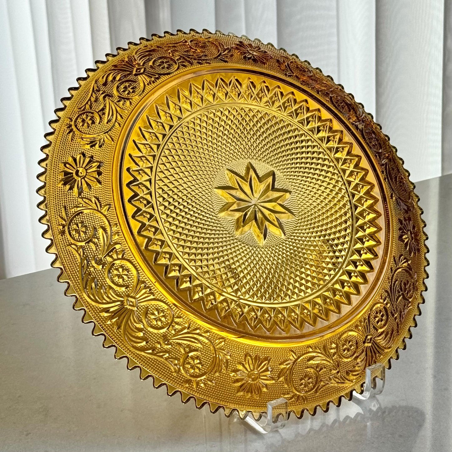 Vintage Indiana Glass Tiara Exclusive Amber Torte / Cake Plate - 3 Available