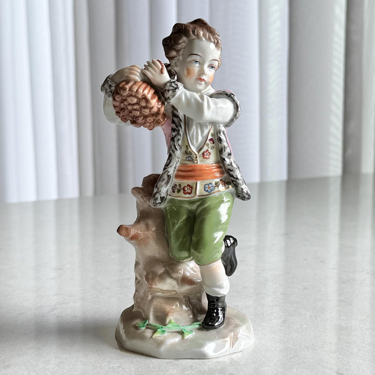 Vintage Sitzendorf German Porcelain Boy Figurine