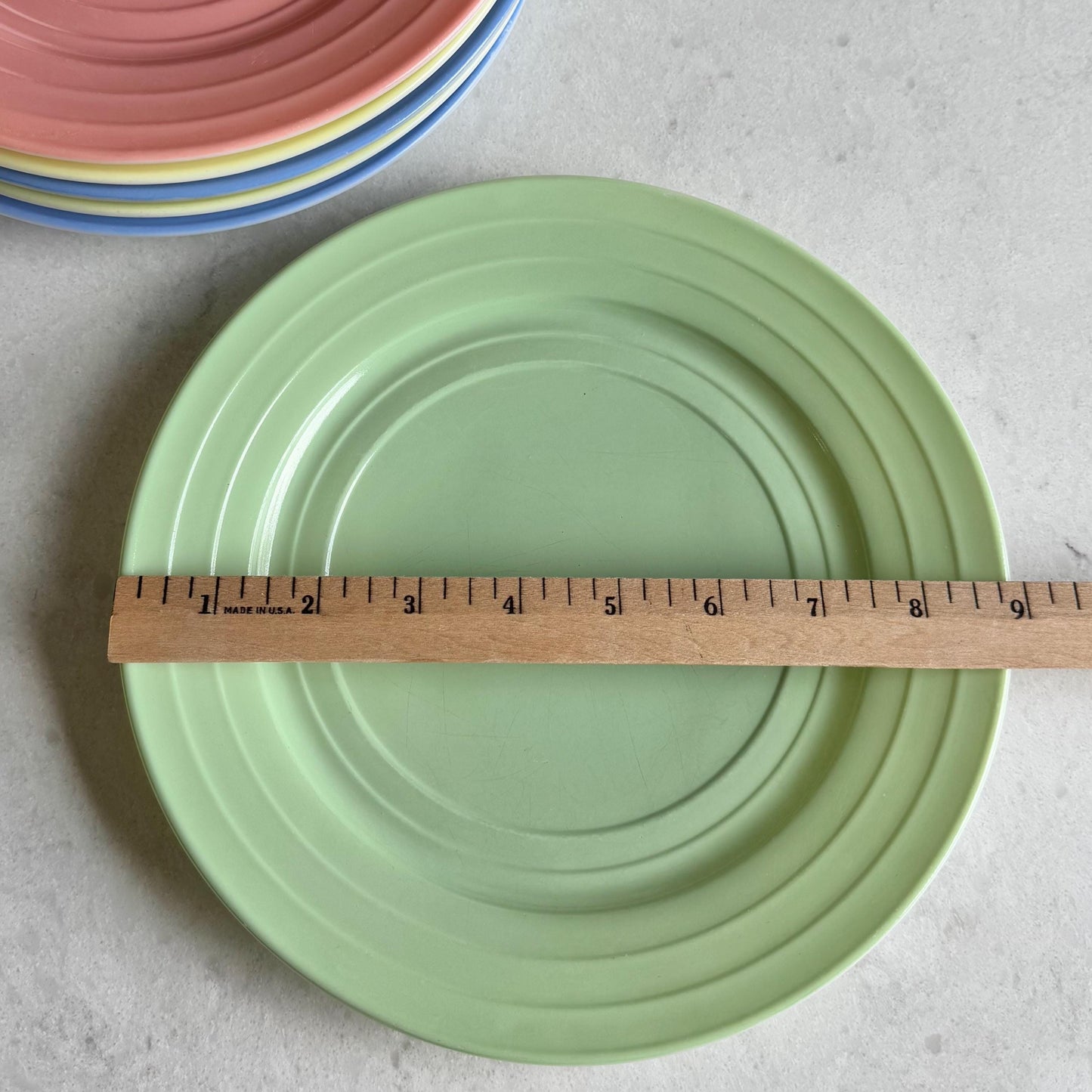 Vintage Hazel Atlas Moderntone Platonite Pastel Dishes - Service for 6 (24 pieces total)