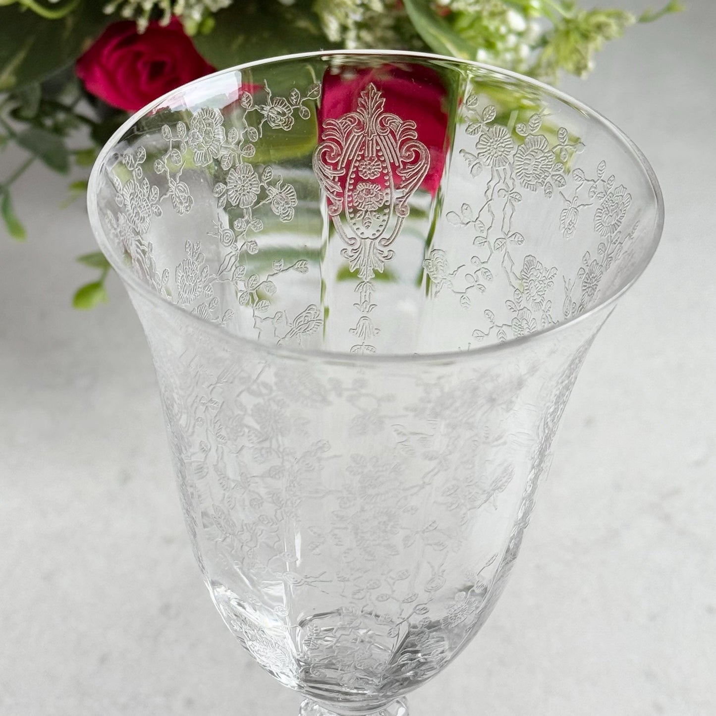 Vintage Cambridge Rose Point Glasses (circa 1934 - 1958) - Set of 6