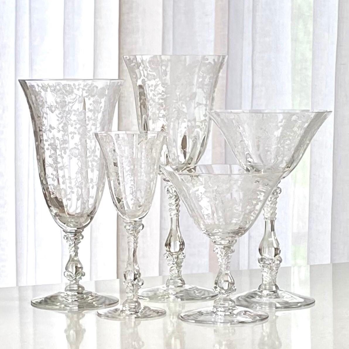 Vintage Cambridge Rose Point Glasses (circa 1934 - 1958) - Set of 6