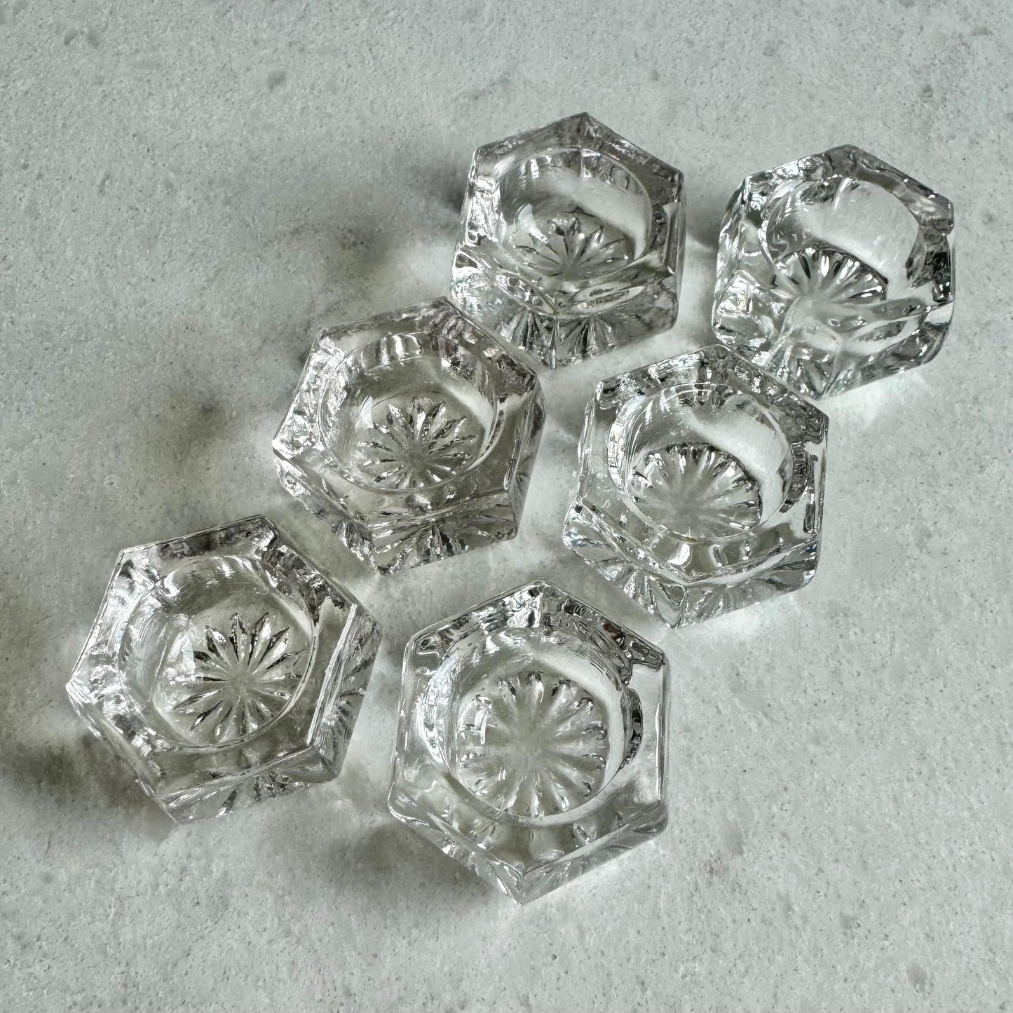 Vintage Hexagonal Salt Dips - Set of 6