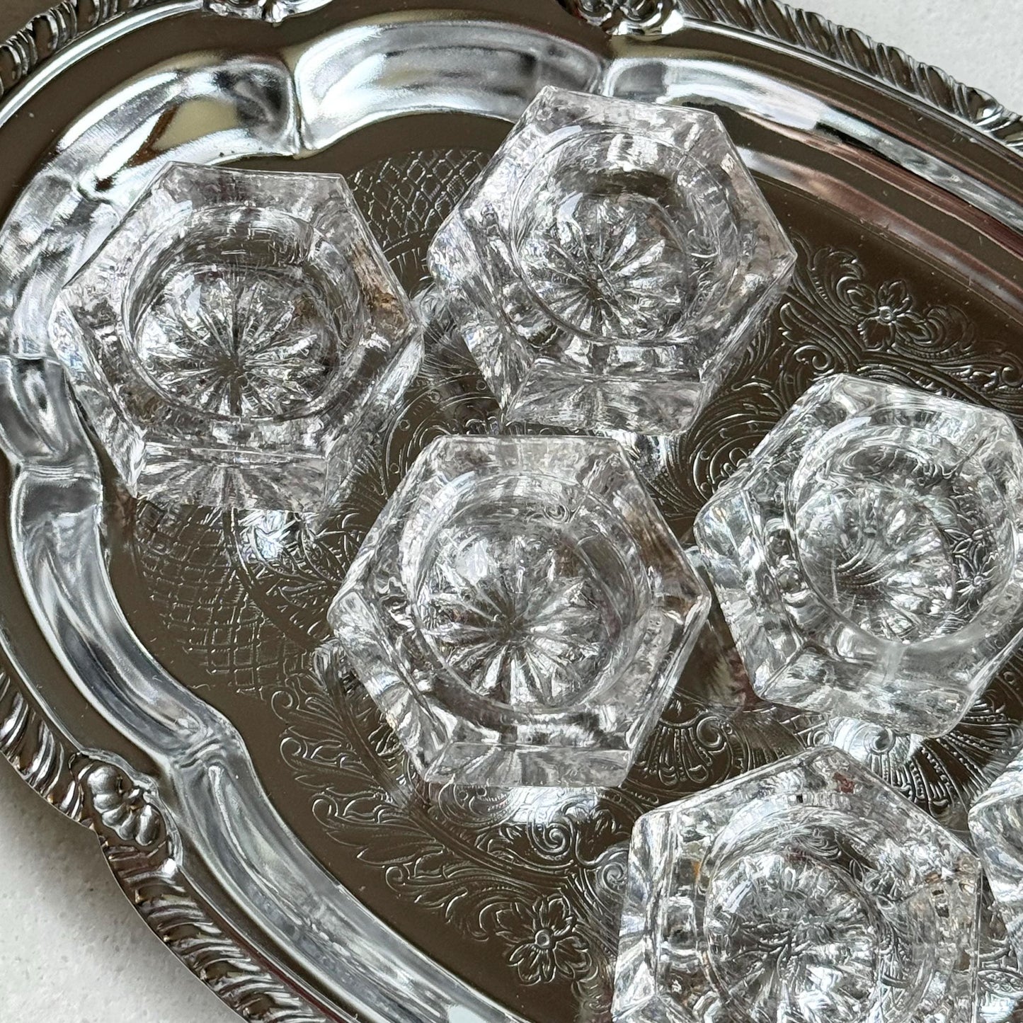 Vintage Hexagonal Salt Dips - Set of 6