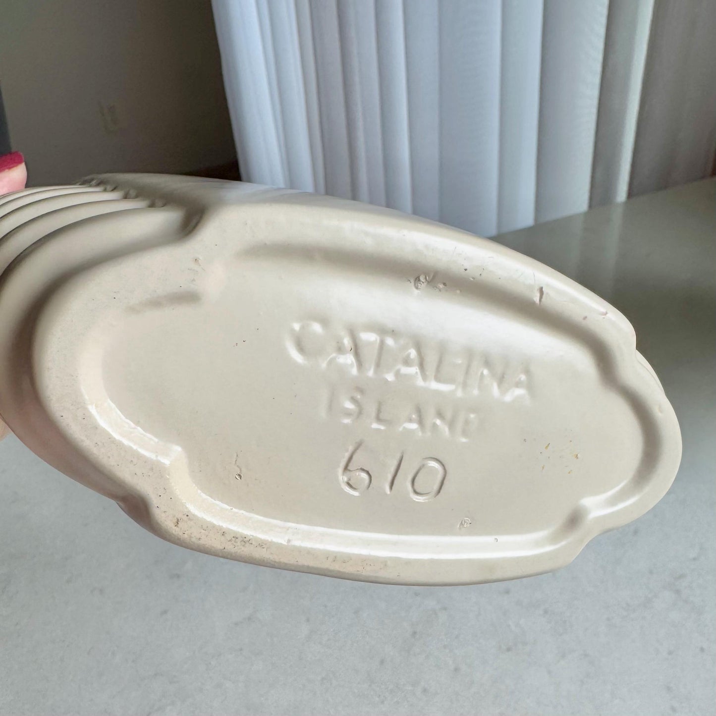Vintage Catalina Pottery Large Ribbed Vase