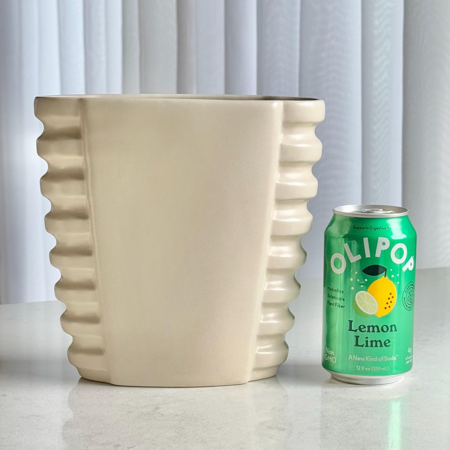 Vintage Catalina Pottery Large Ribbed Vase