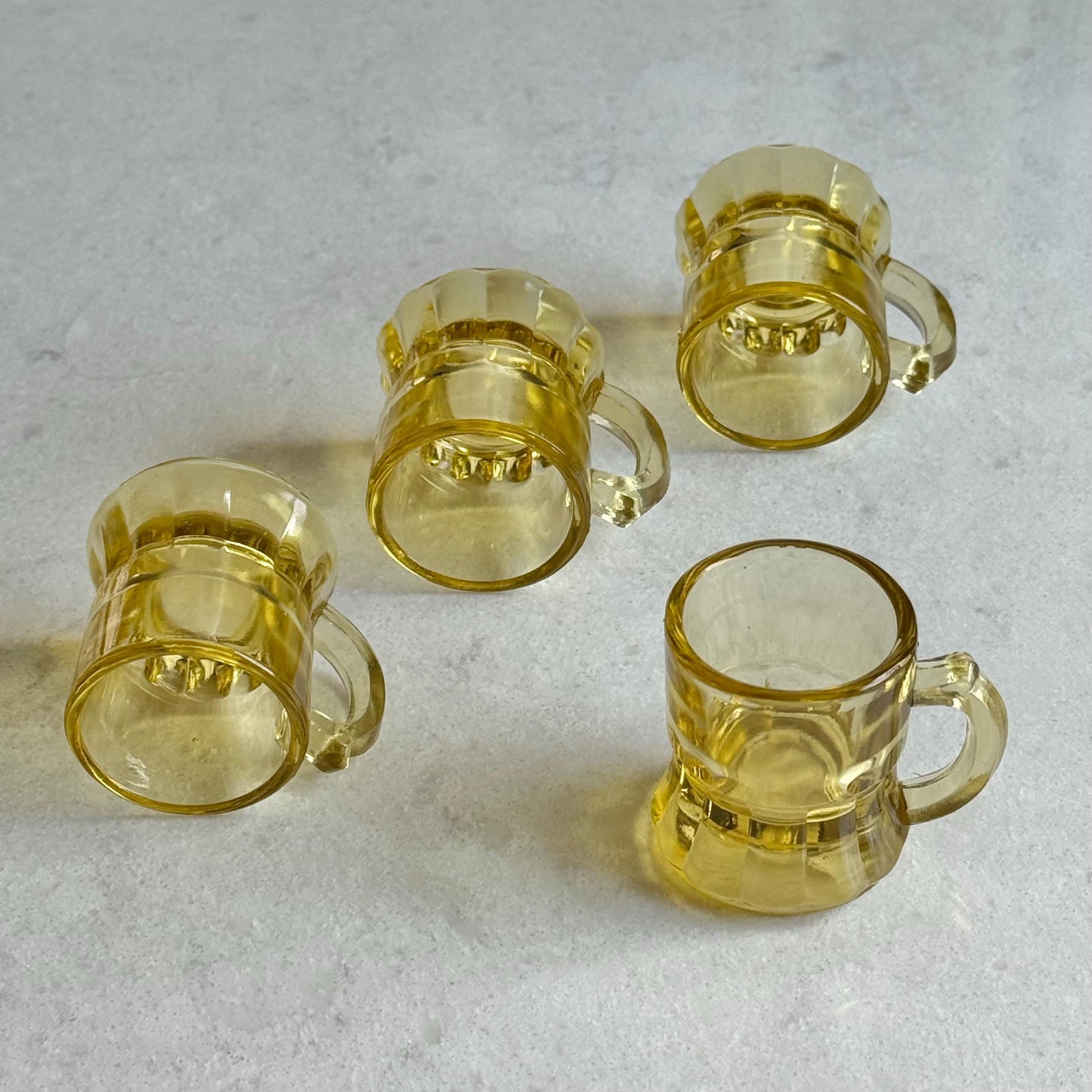 Vintage Federal Amber Yellow Miniature Beer Mug Shot Glasses - Set of 4