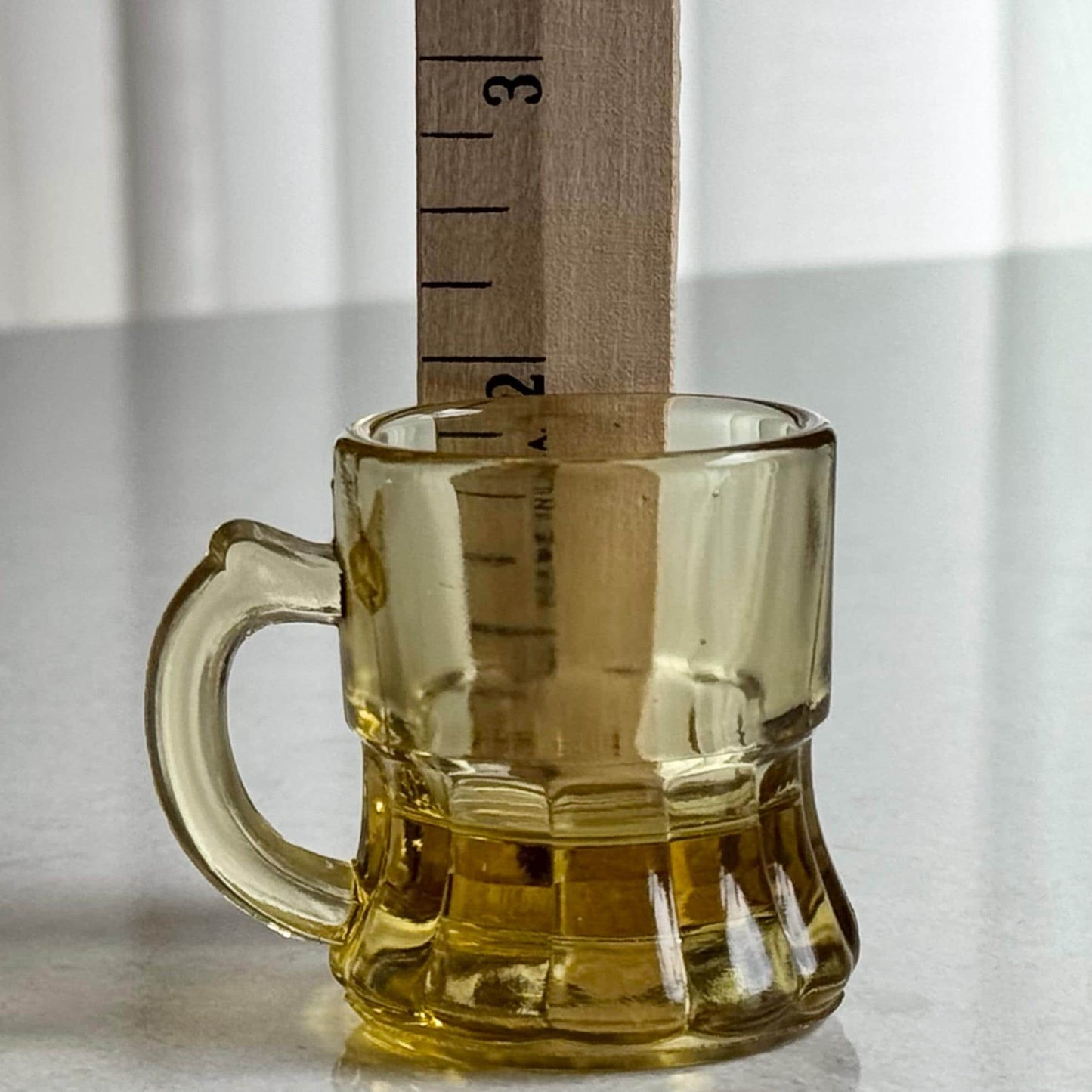 Vintage Federal Amber Yellow Miniature Beer Mug Shot Glasses - Set of 4