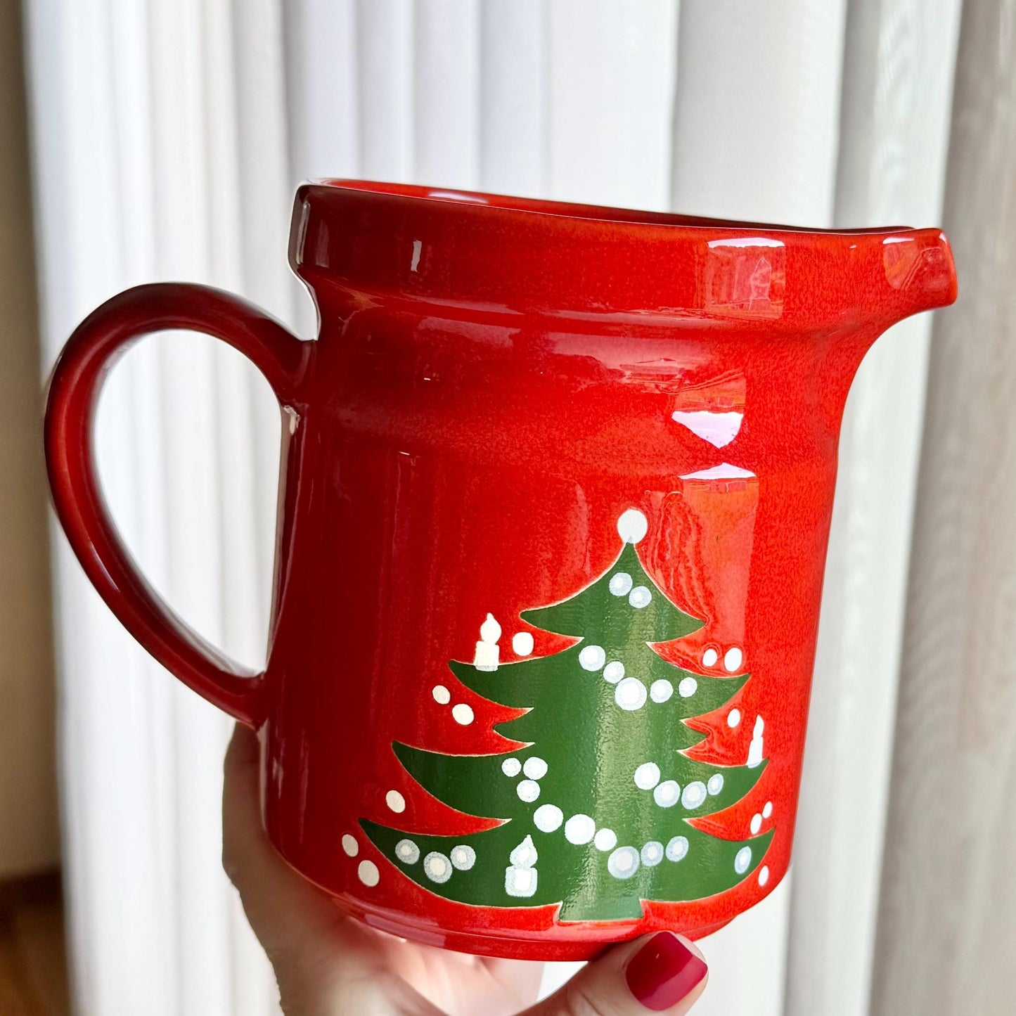 Vintage Waechtersbach Red Christmas Tree 32 Ounce Pitcher
