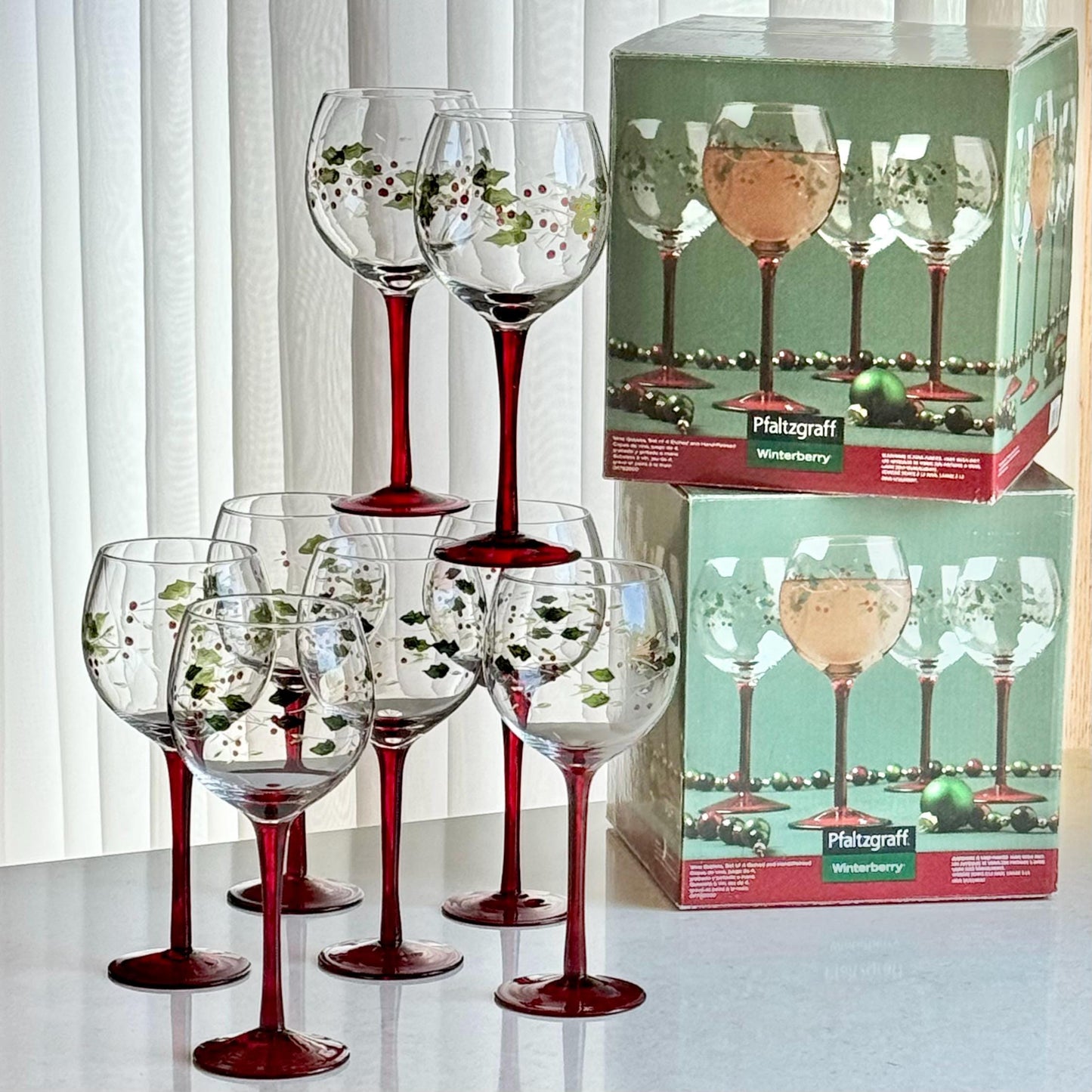 Vintage Pfaltzgraff Winterberry Glasses - Set of 8 Goblets