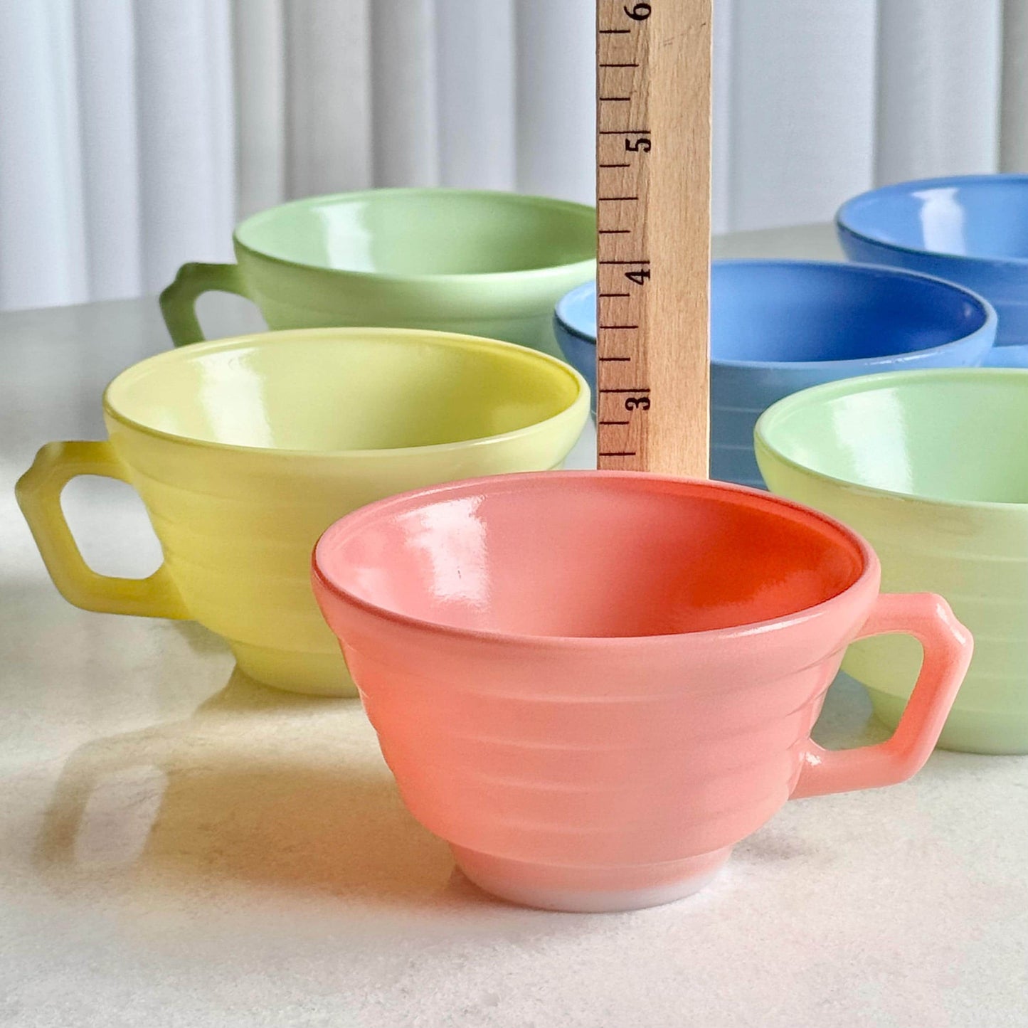 Vintage Hazel Atlas Moderntone Platonite Pastel Dishes - Service for 6 (24 pieces total)
