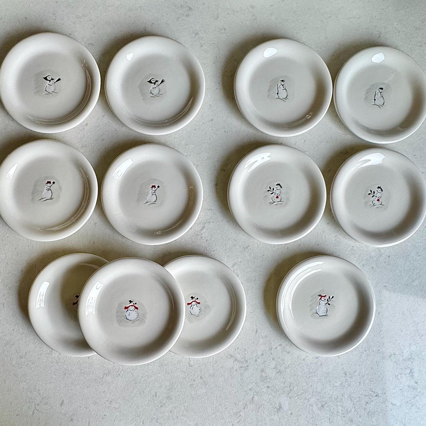 Vintage Williams Sonoma Holiday Snowman Plates - Set of 12