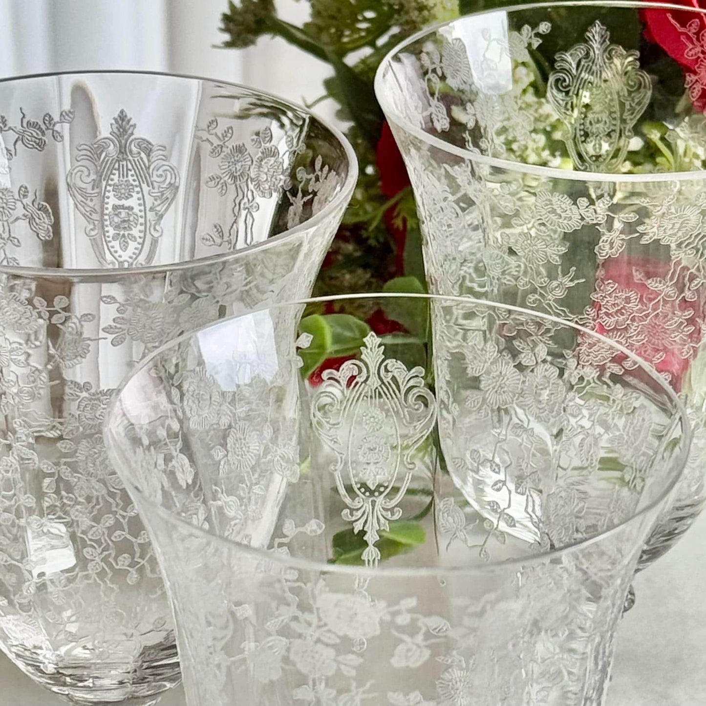 Vintage Cambridge Rose Point Glasses (circa 1934 - 1958) - Set of 6