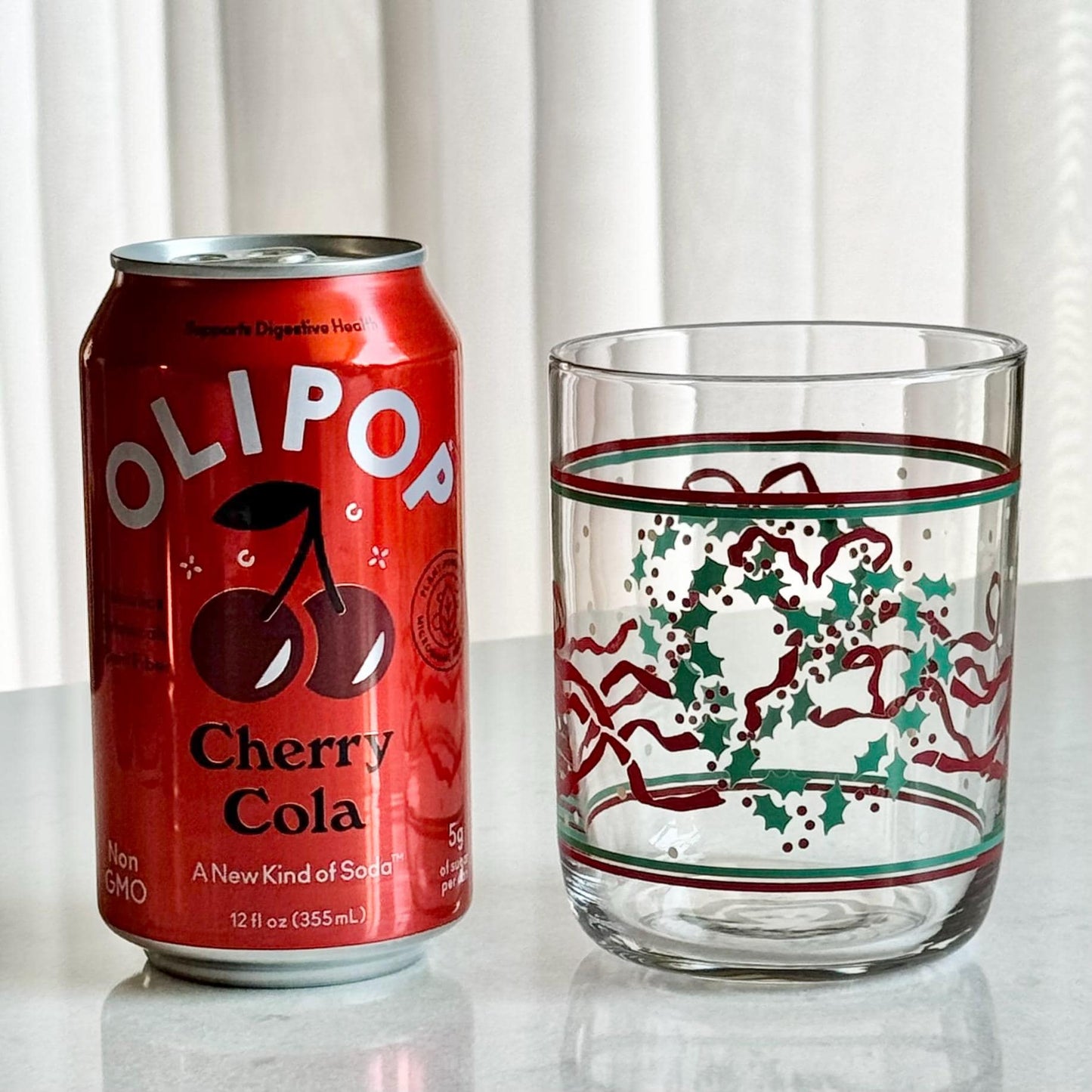 Vintage Wreath and Ribbon Glasses - Set of 4 Tumblers