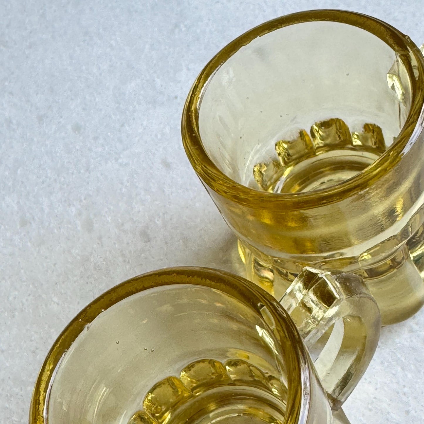Vintage Federal Amber Yellow Miniature Beer Mug Shot Glasses - Set of 4