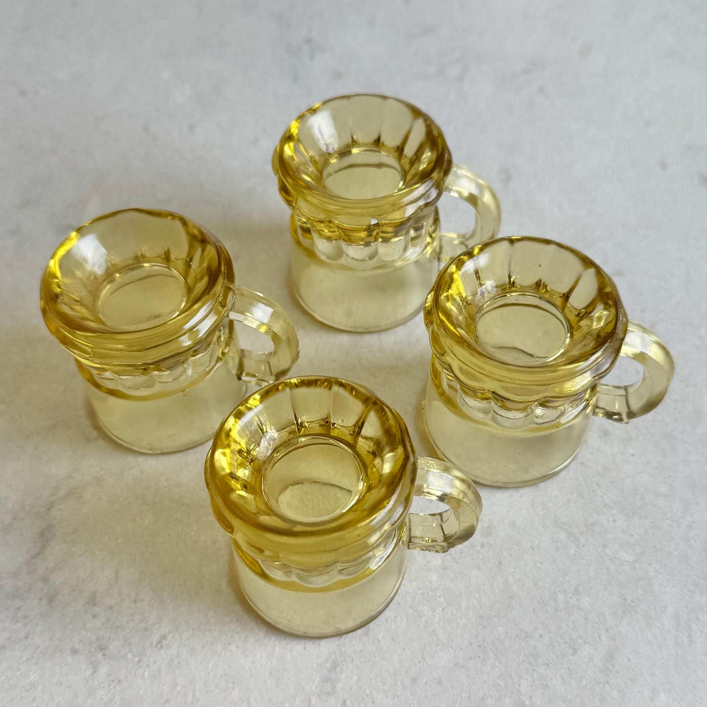 Vintage Federal Amber Yellow Miniature Beer Mug Shot Glasses - Set of 4