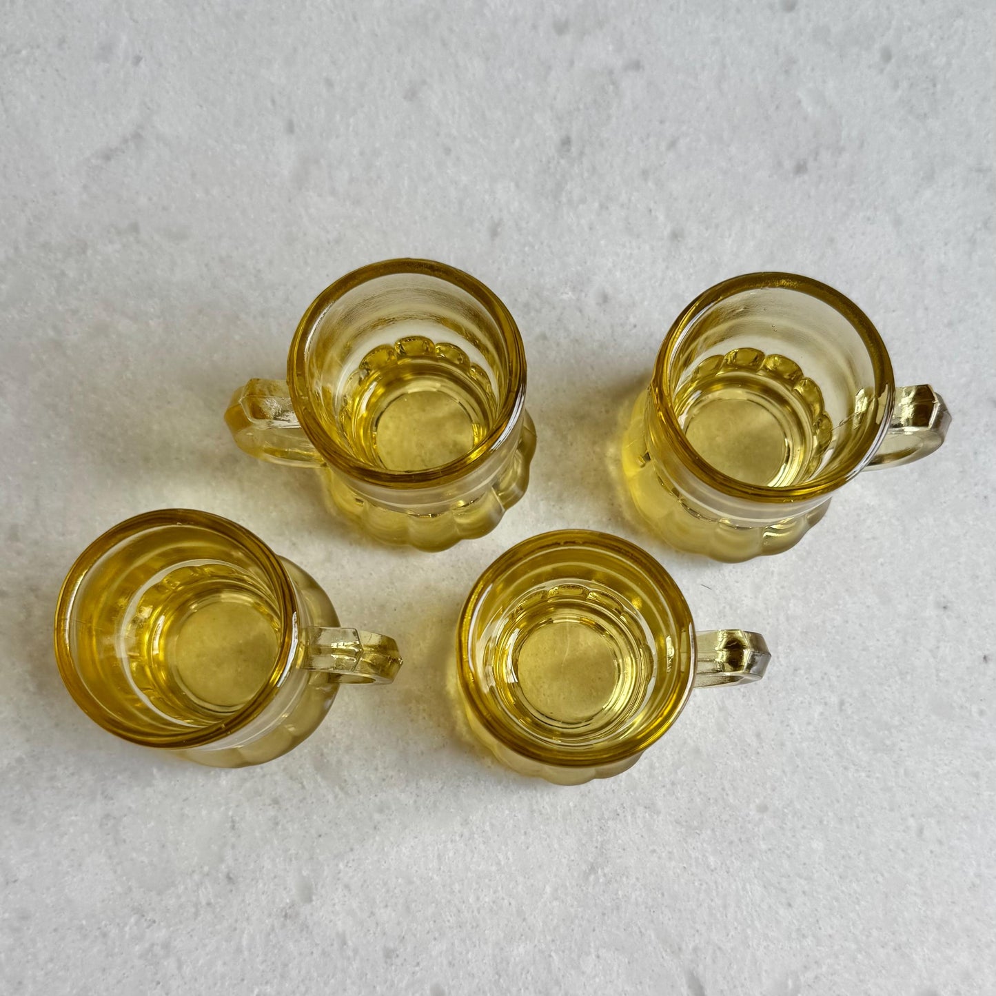 Vintage Federal Amber Yellow Miniature Beer Mug Shot Glasses - Set of 4