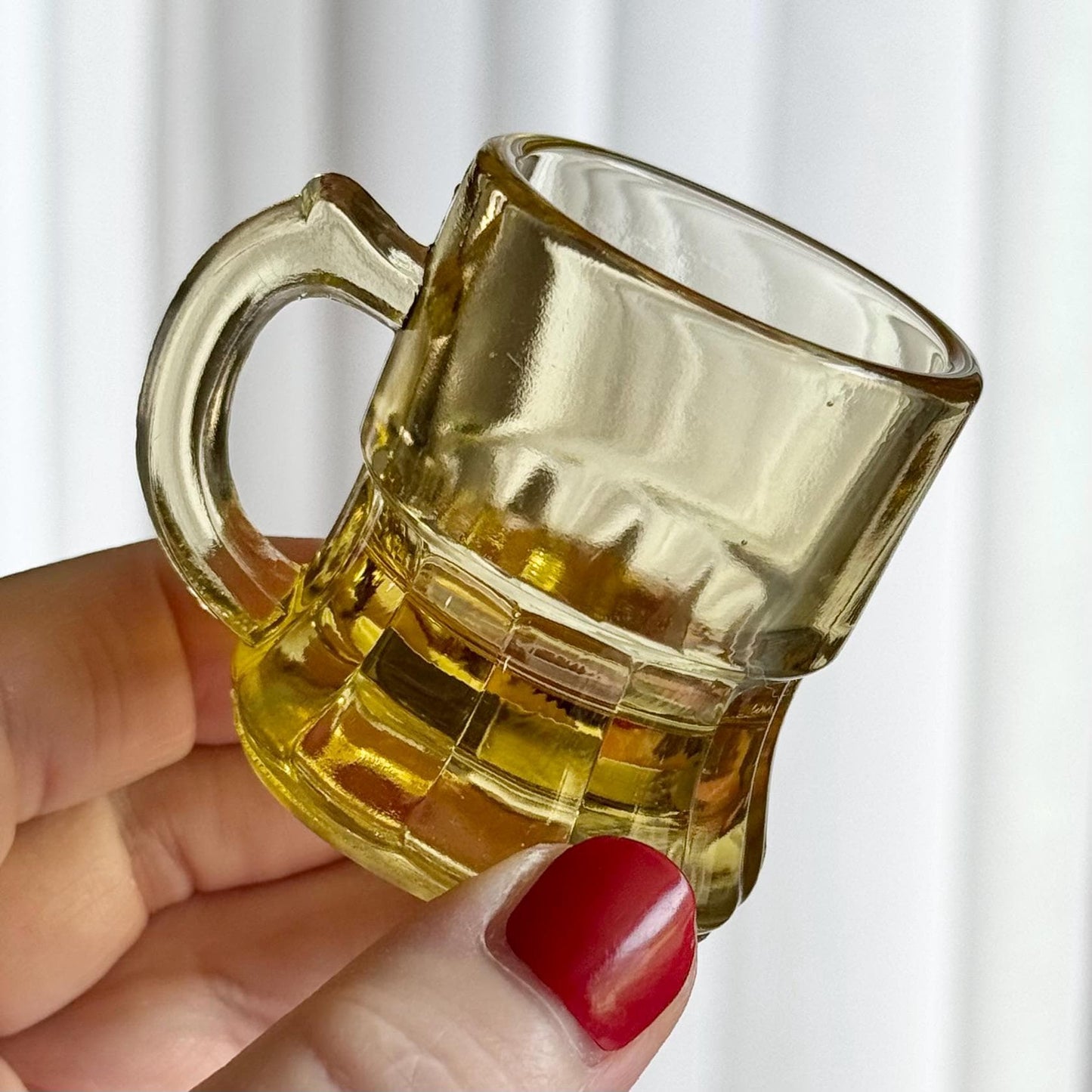 Vintage Federal Amber Yellow Miniature Beer Mug Shot Glasses - Set of 4