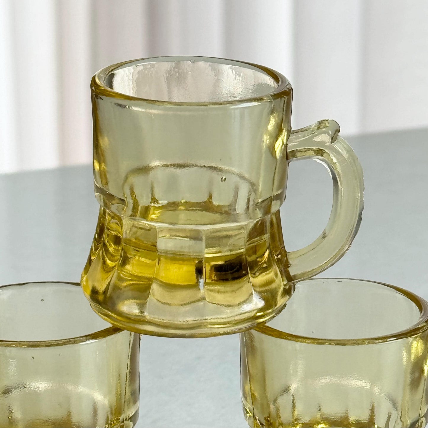 Vintage Federal Amber Yellow Miniature Beer Mug Shot Glasses - Set of 4