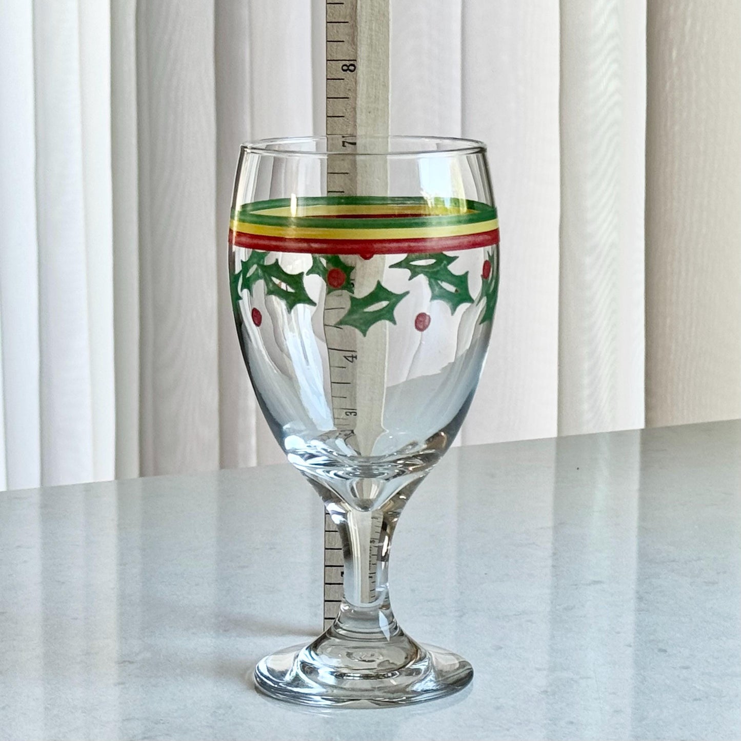 Vintage Retro Holly Striped Goblets - Set of 6