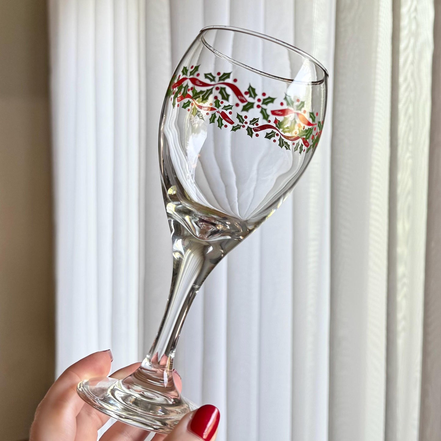 Vintage Libbey Holly and Ribbon Glasses - Set of 5