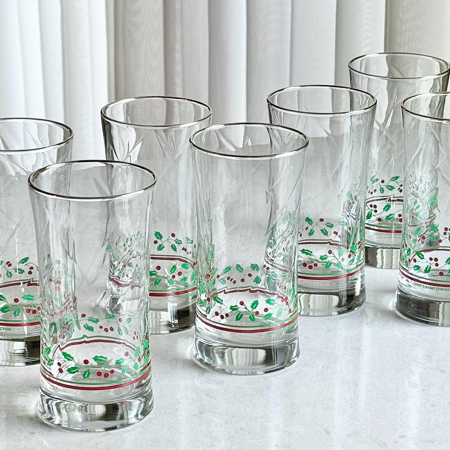 Vintage Arby’s Christmas Collection Glasses - Set of 7 Highball Tumblers