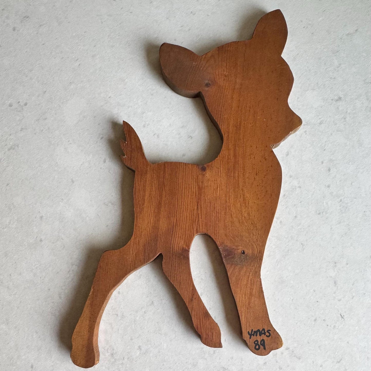 Vintage Hand Made Painted Wooden Deer - Set of 2