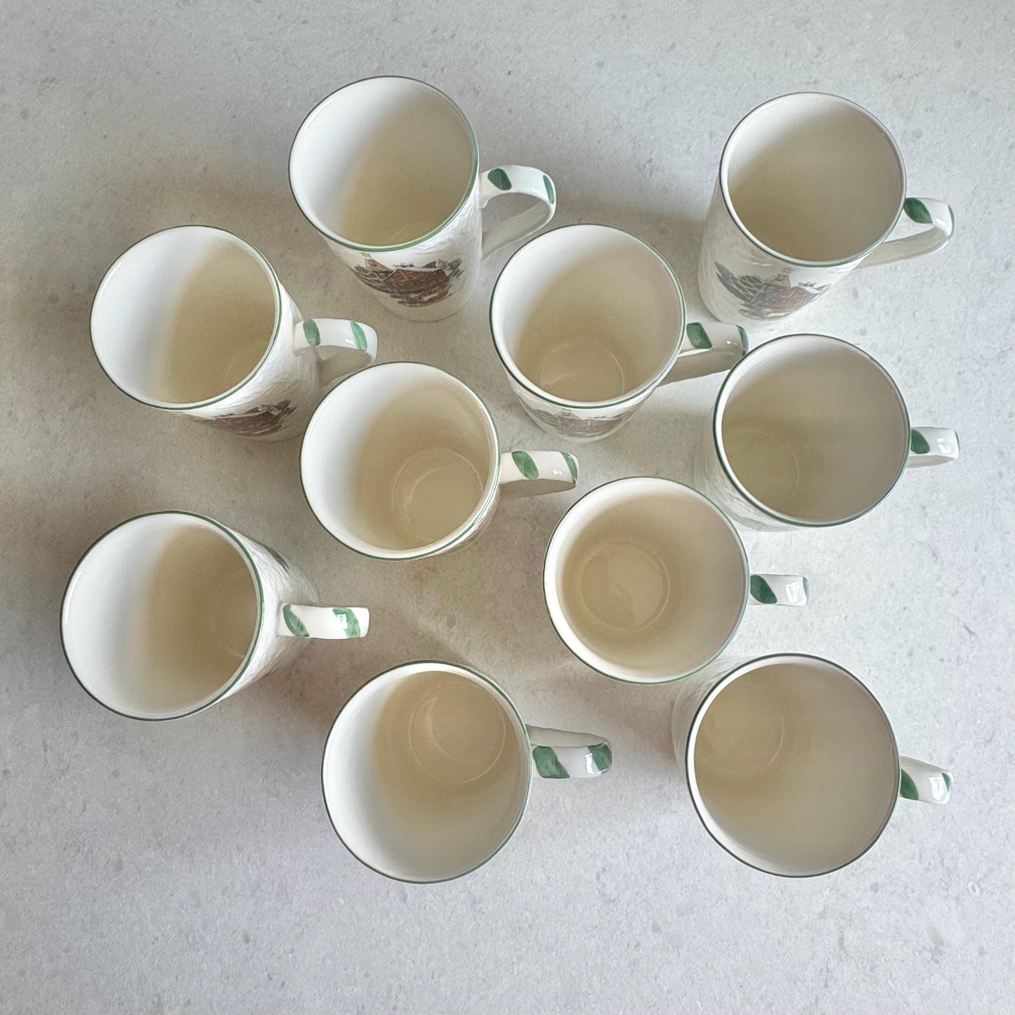 Vintage Mikasa Sleigh Ride Plates and Cups - 10 sets, 20 pieces total
