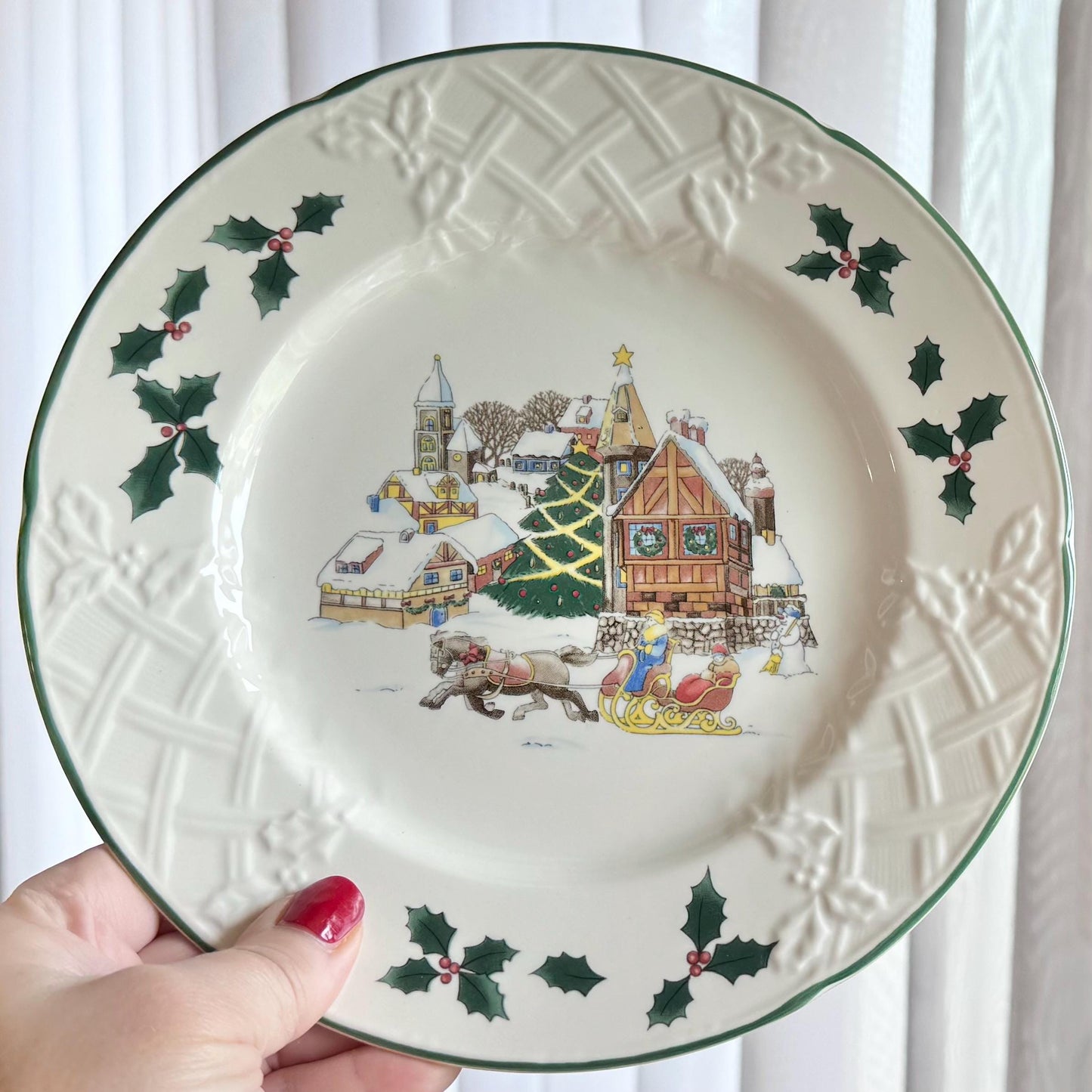 Vintage Mikasa Sleigh Ride Plates and Cups - 10 sets, 20 pieces total