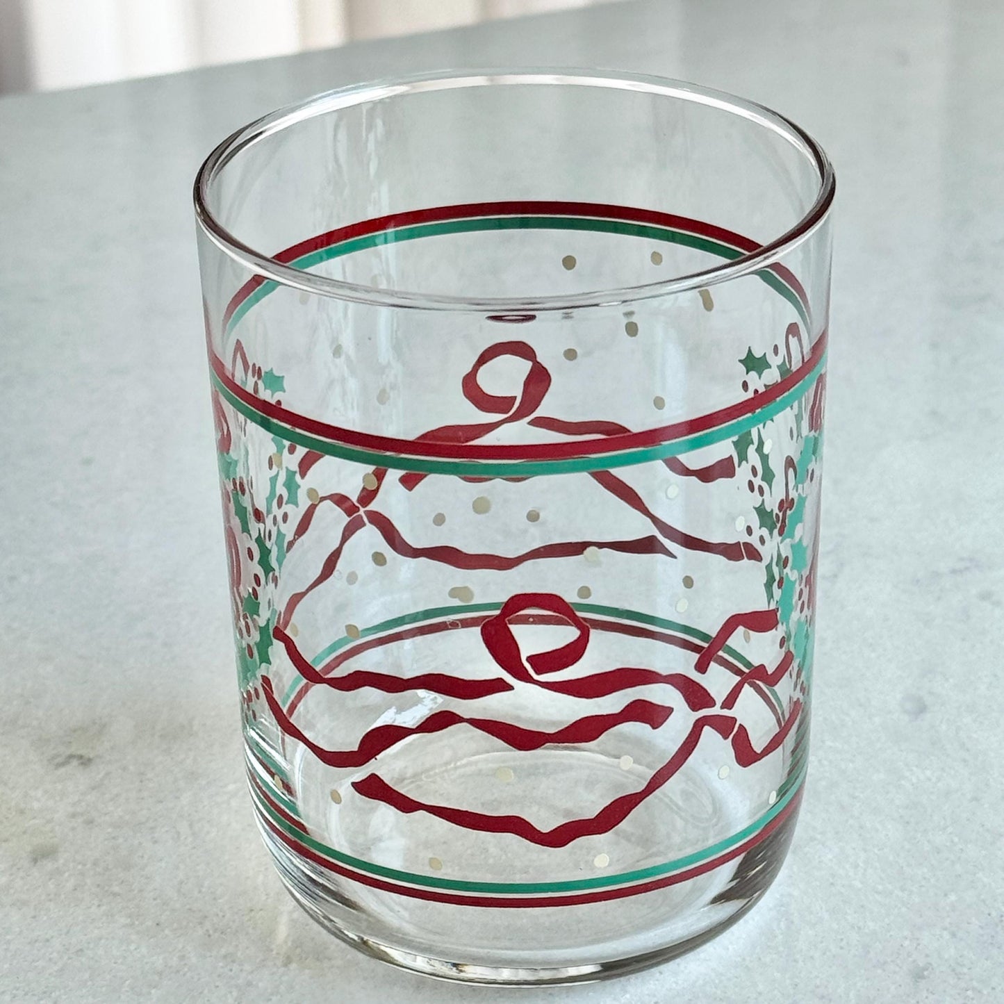 Vintage Wreath and Ribbon Glasses - Set of 4 Tumblers