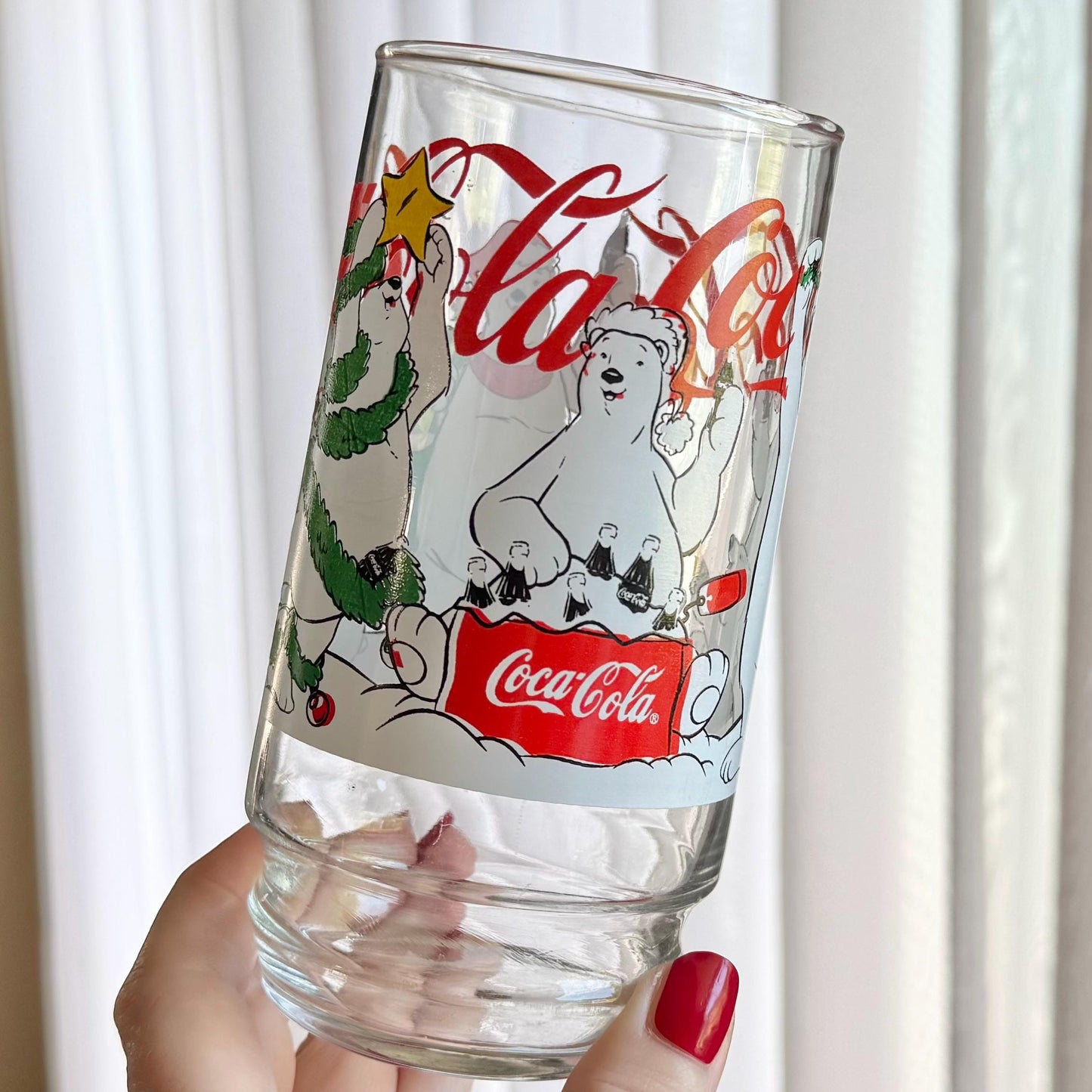 Vintage Coca Cola Polar Bear Christmas Glasses - Set of 4