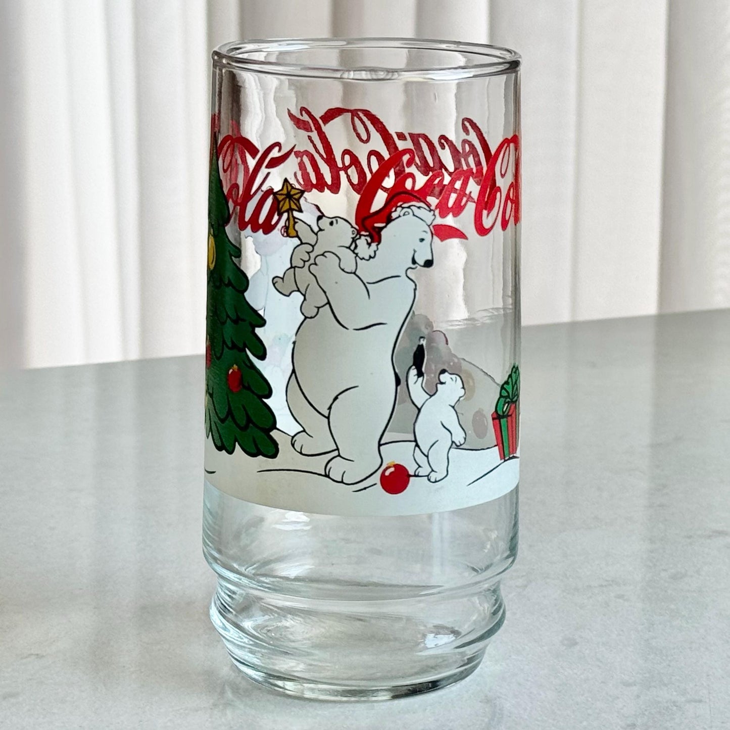 Vintage Coca Cola Polar Bear Christmas Glasses - Set of 4