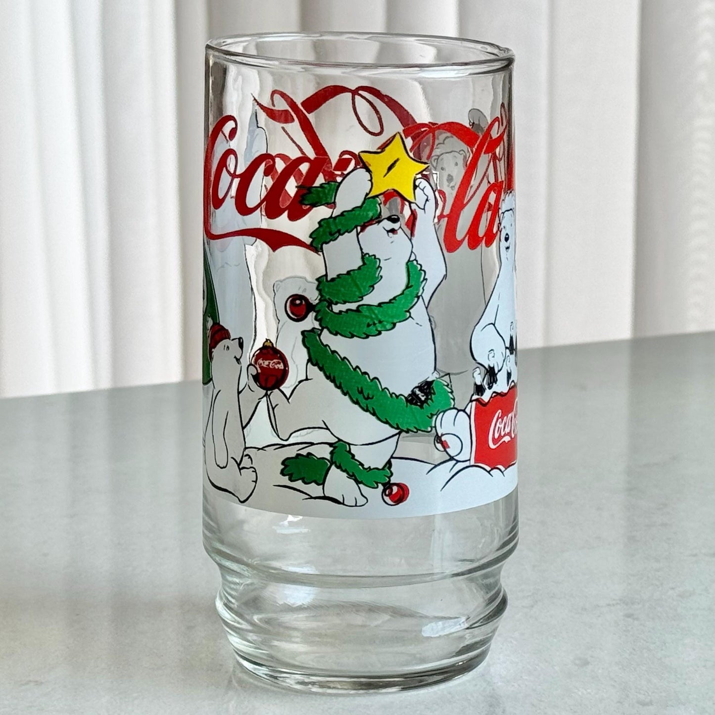 Vintage Coca Cola Polar Bear Christmas Glasses - Set of 4