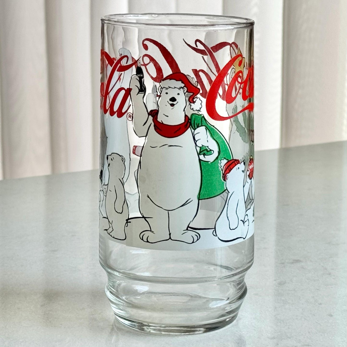 Vintage Coca Cola Polar Bear Christmas Glasses - Set of 4