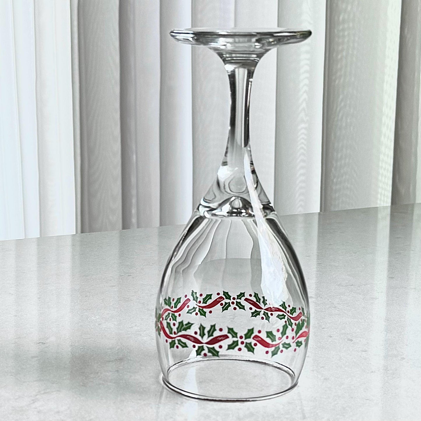 Vintage Libbey Holly and Ribbon Glasses - Set of 5