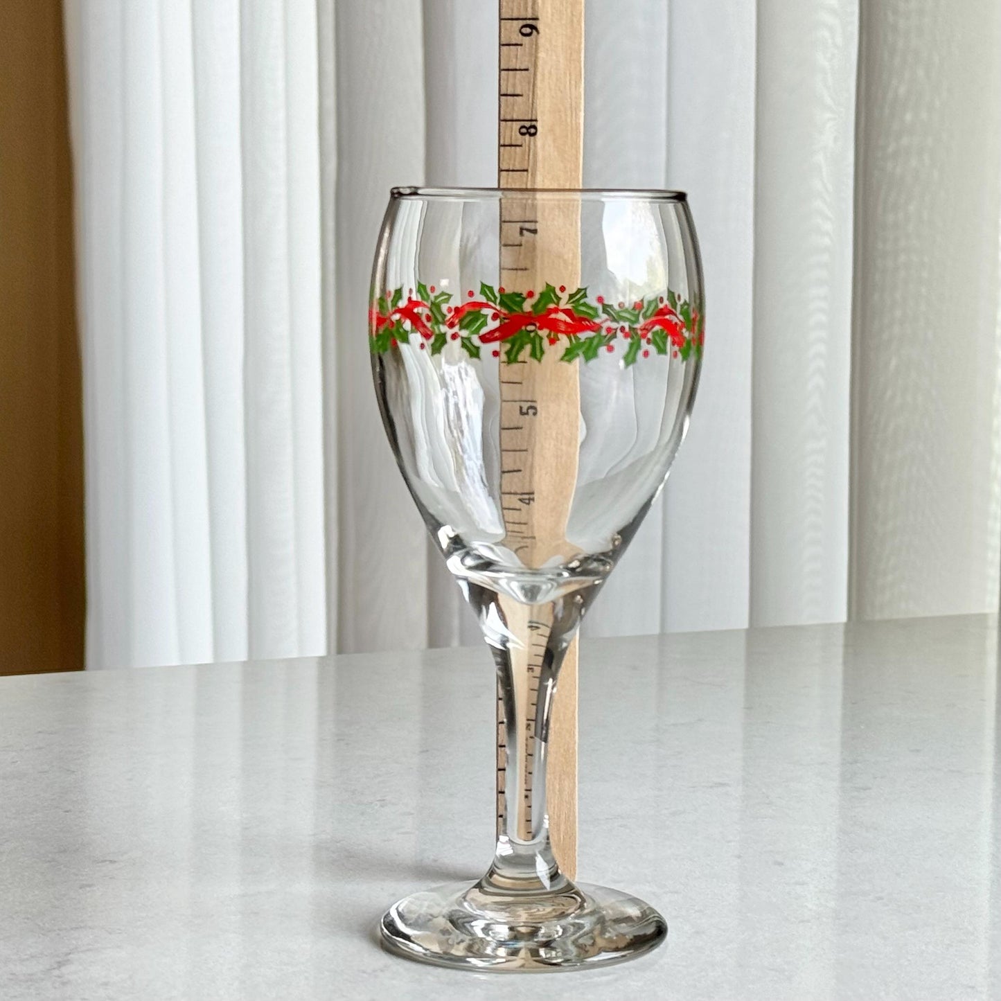 Vintage Libbey Holly and Ribbon Glasses - Set of 5