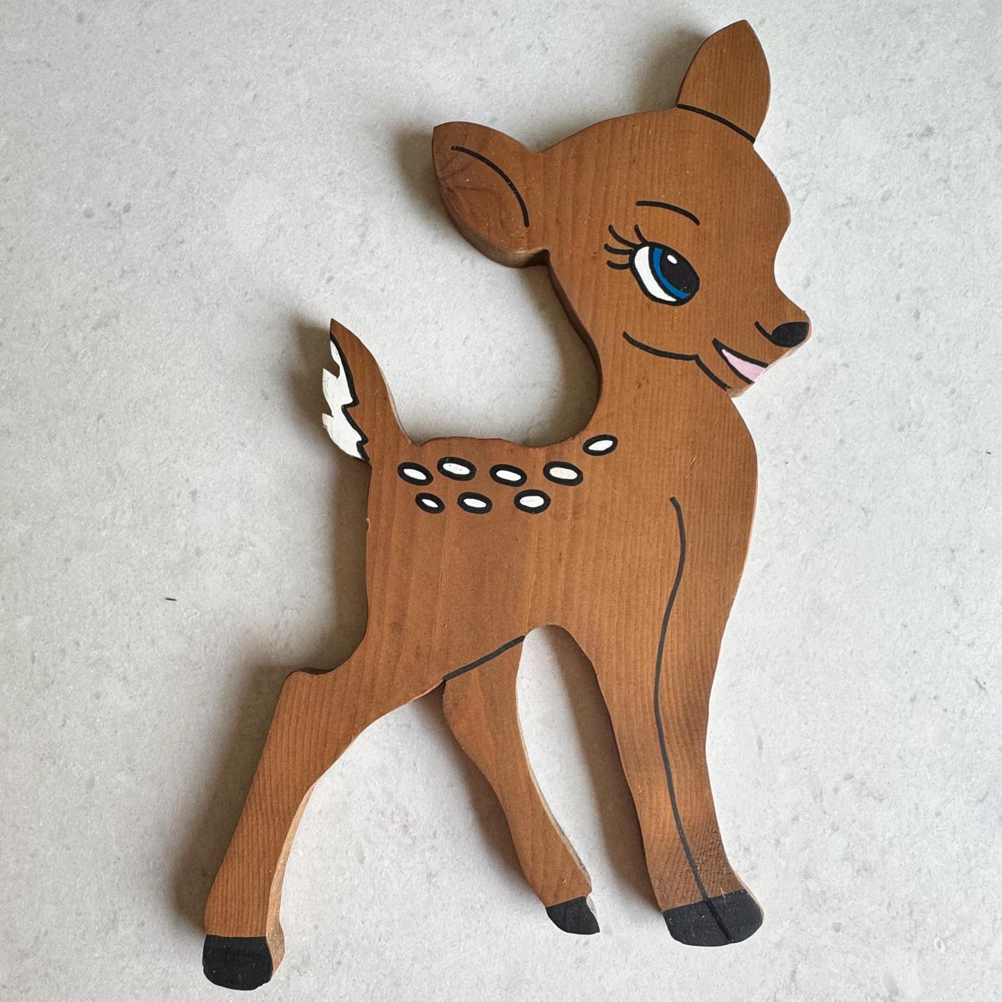 Vintage Hand Made Painted Wooden Deer - Set of 2