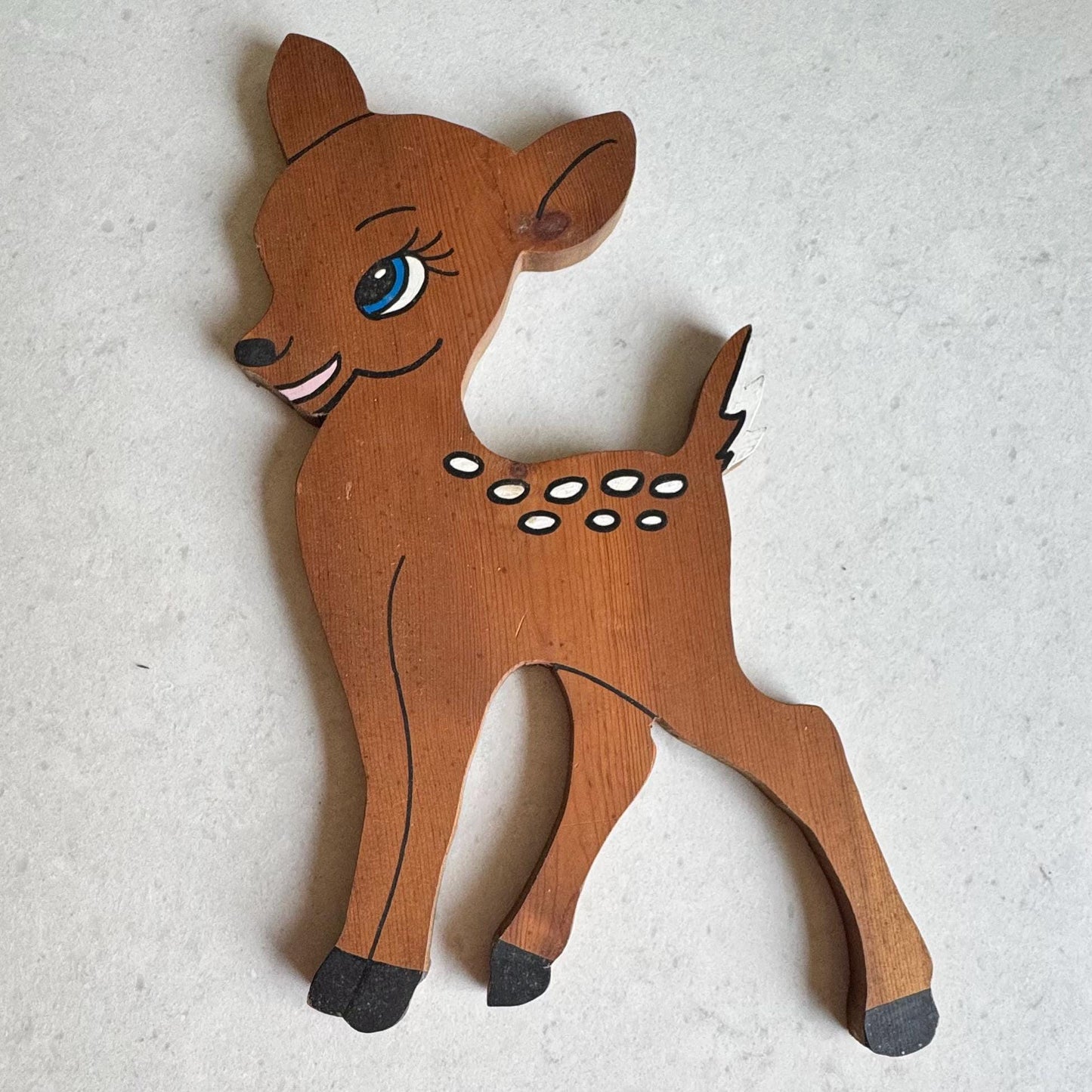 Vintage Hand Made Painted Wooden Deer - Set of 2