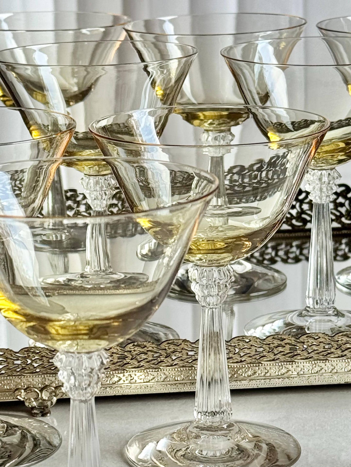 Vintage Fostoria Sceptre Amber Glasses (circa 1937 - 1943) - Set of 11 Coupes