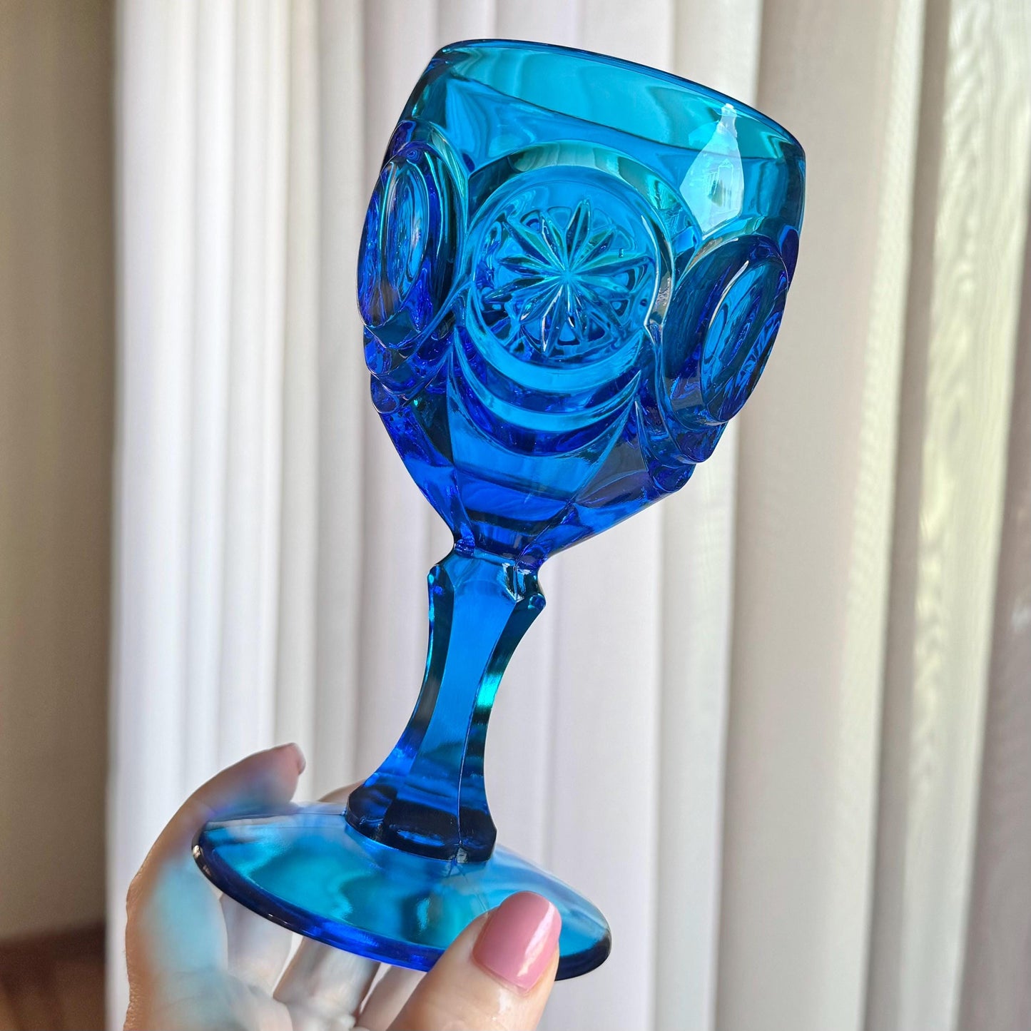 Vintage Fenton Red Cliff Knobby Bull’s Eye Dark Blue Glasses (circa 1963 - 1979) - Set of 8