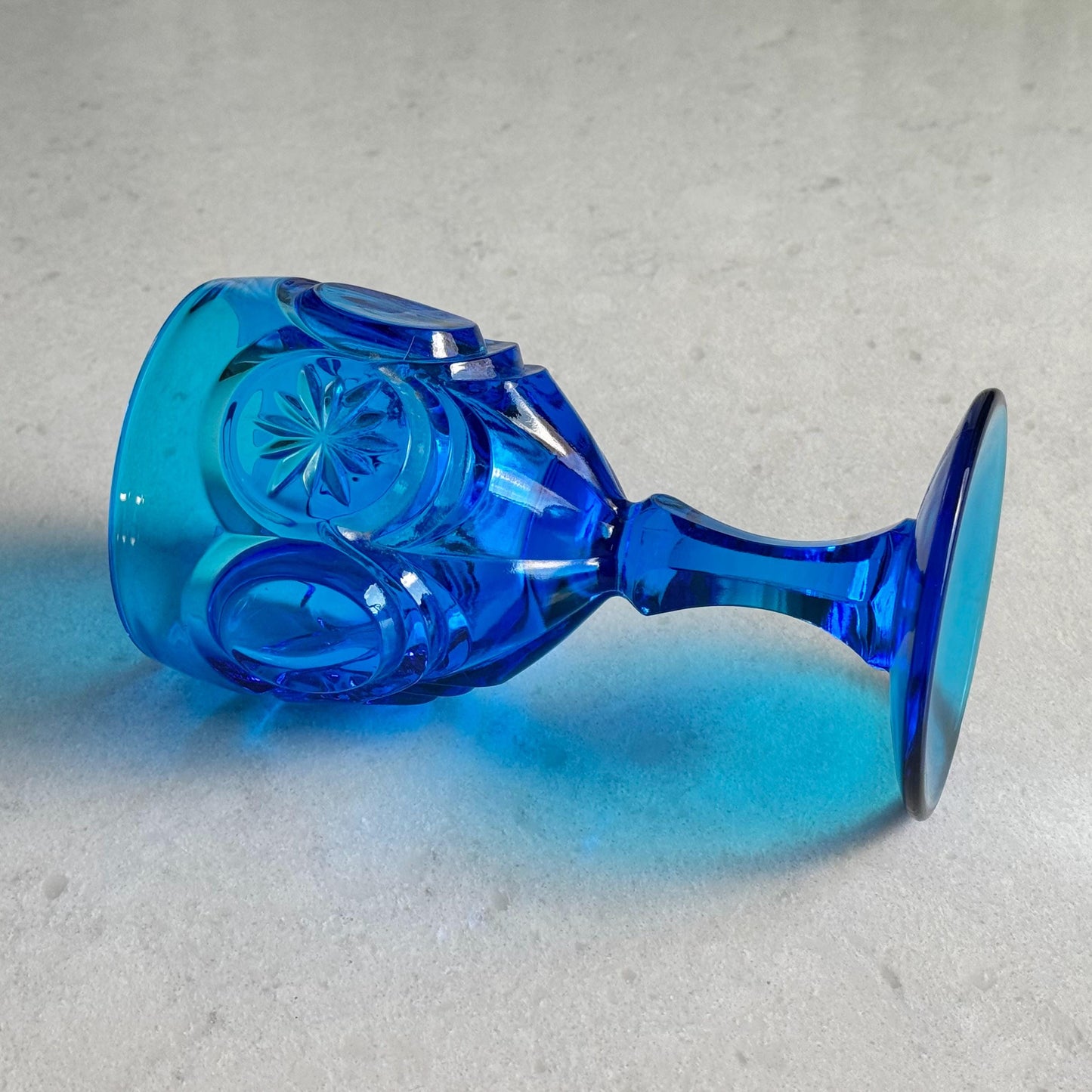 Vintage Fenton Red Cliff Knobby Bull’s Eye Dark Blue Glasses (circa 1963 - 1979) - Set of 8