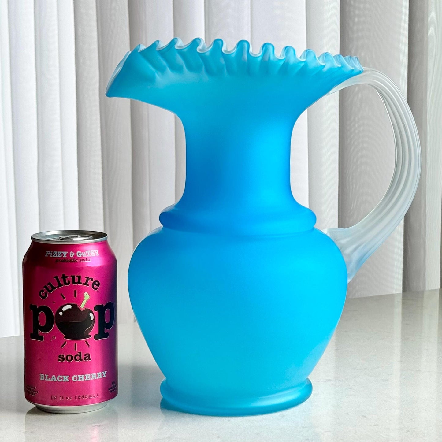 Vintage Satin Finish Robin’s Egg Blue 10-1/4” Pitcher