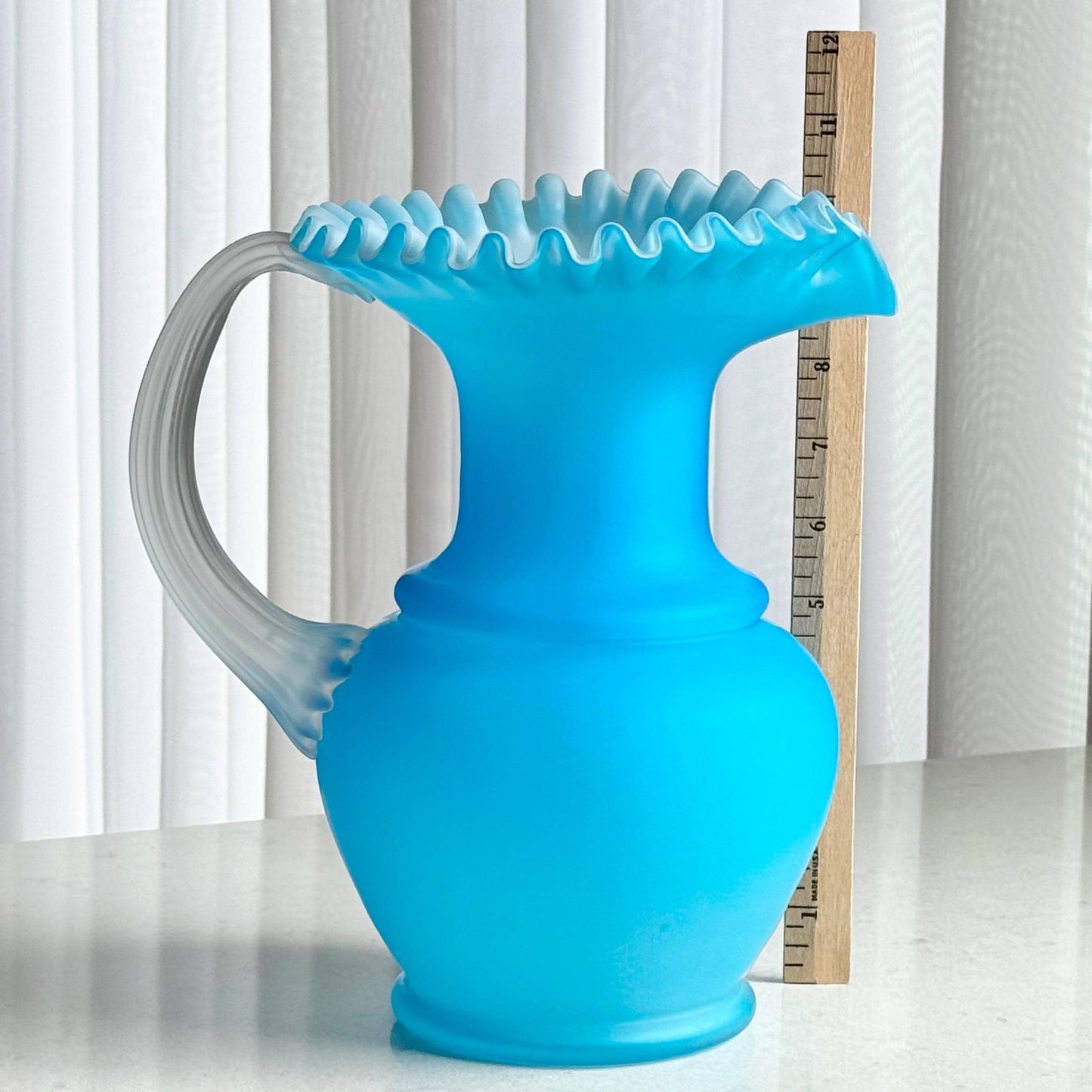 Vintage Satin Finish Robin’s Egg Blue 10-1/4” Pitcher