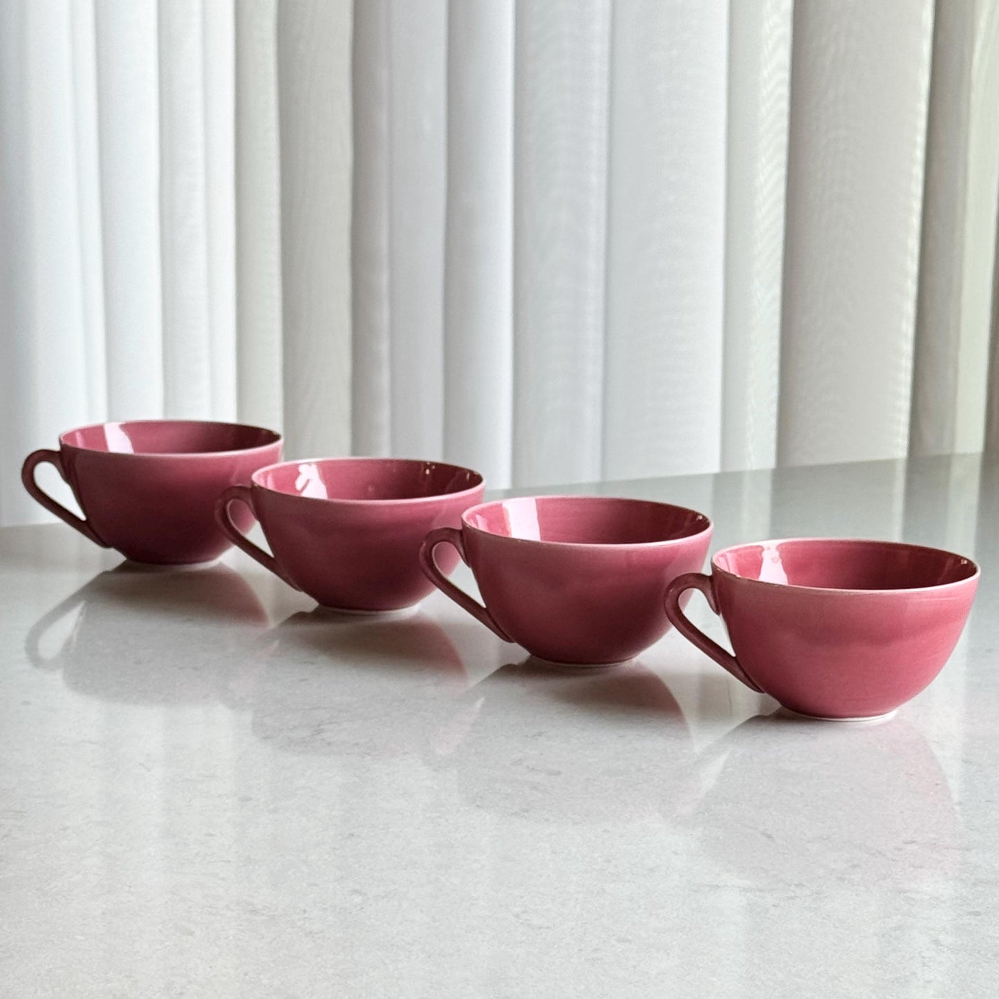 Antique Japanese Hand Painted Plum Blossom Tea Set (circa late 1800s / early 1900s) - Service for Four