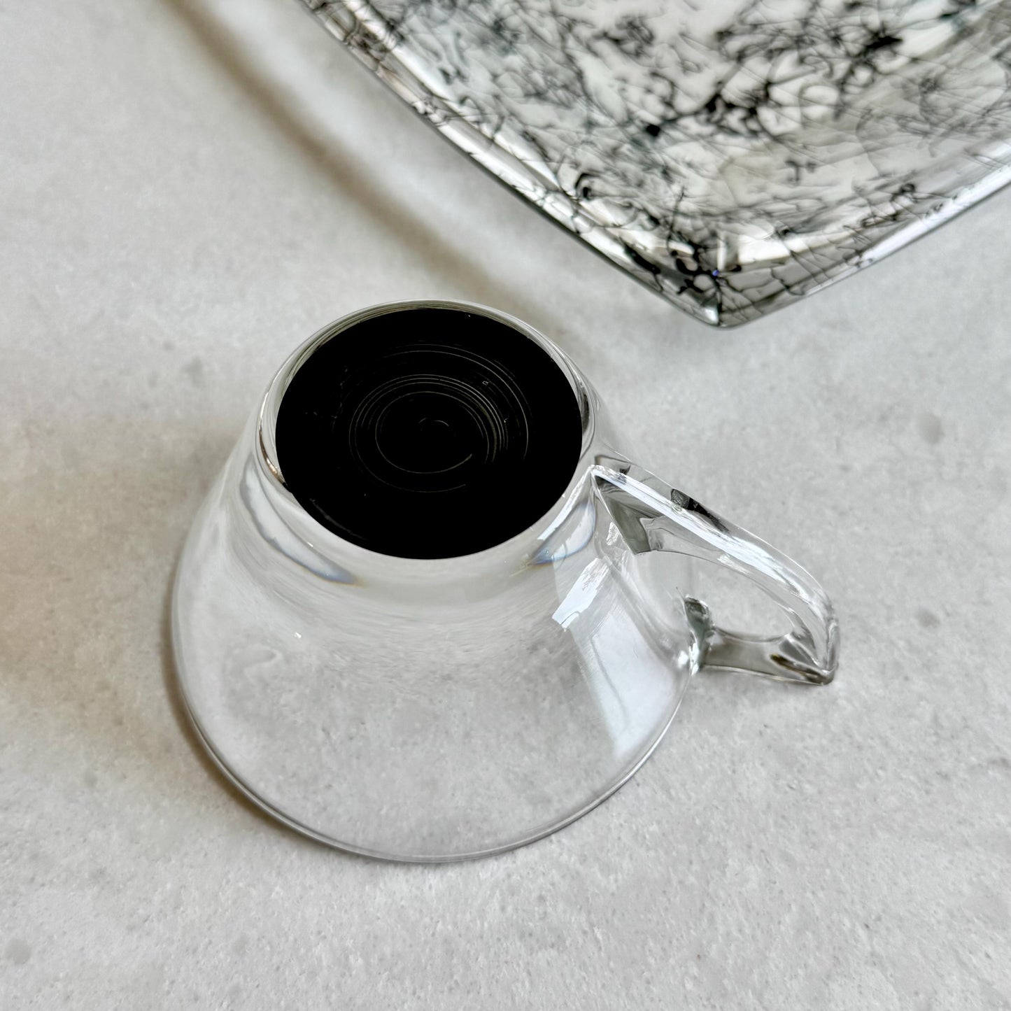 Vintage Hazel Atlas Vanity Black Drizzle Snack Sets - Service for 4 (8 pieces total)