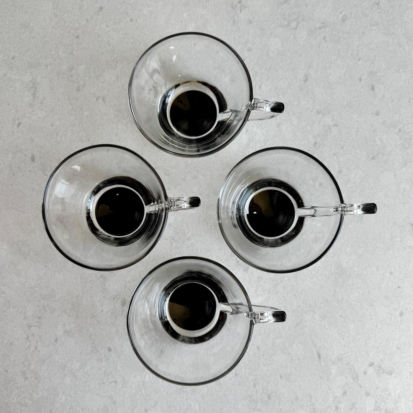 Vintage Hazel Atlas Vanity Black Drizzle Snack Sets - Service for 4 (8 pieces total)