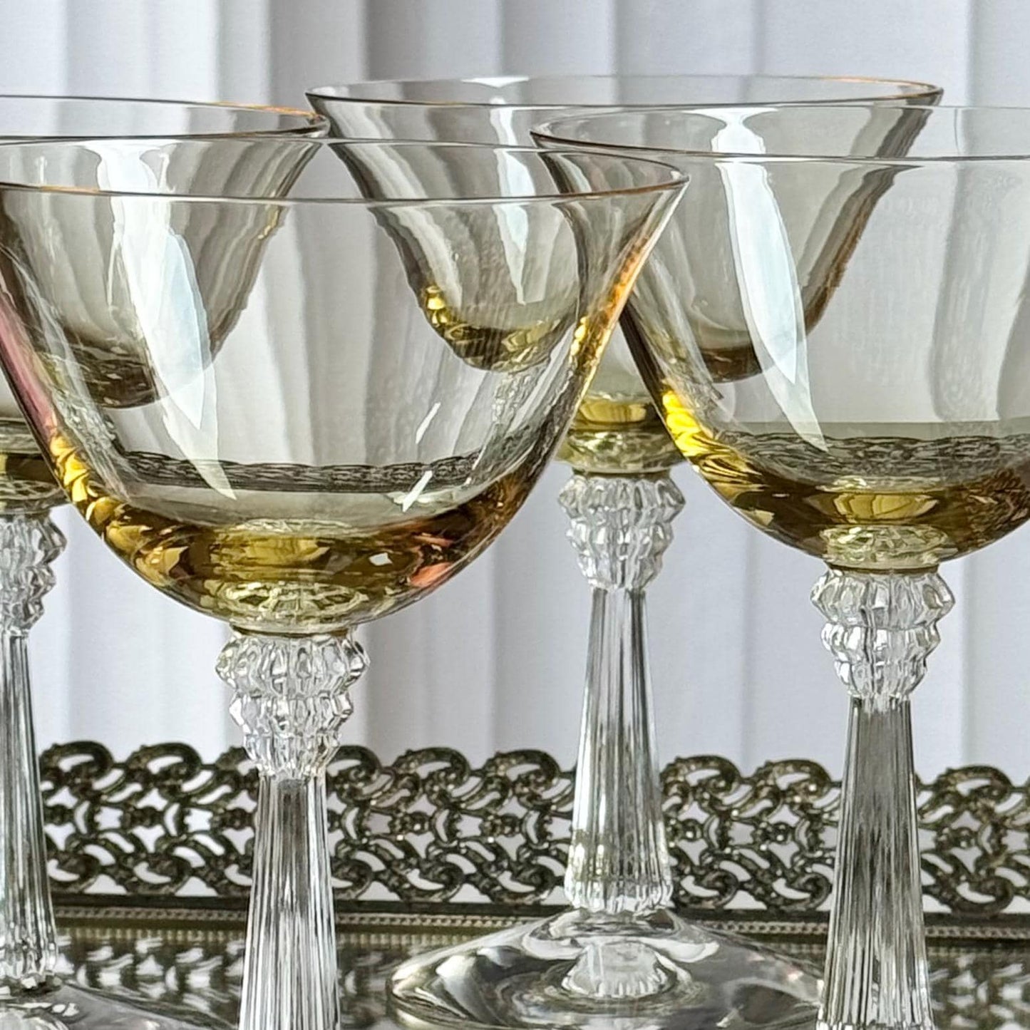 Vintage Fostoria Sceptre Amber Glasses (circa 1937 - 1943) - Set of 11 Coupes
