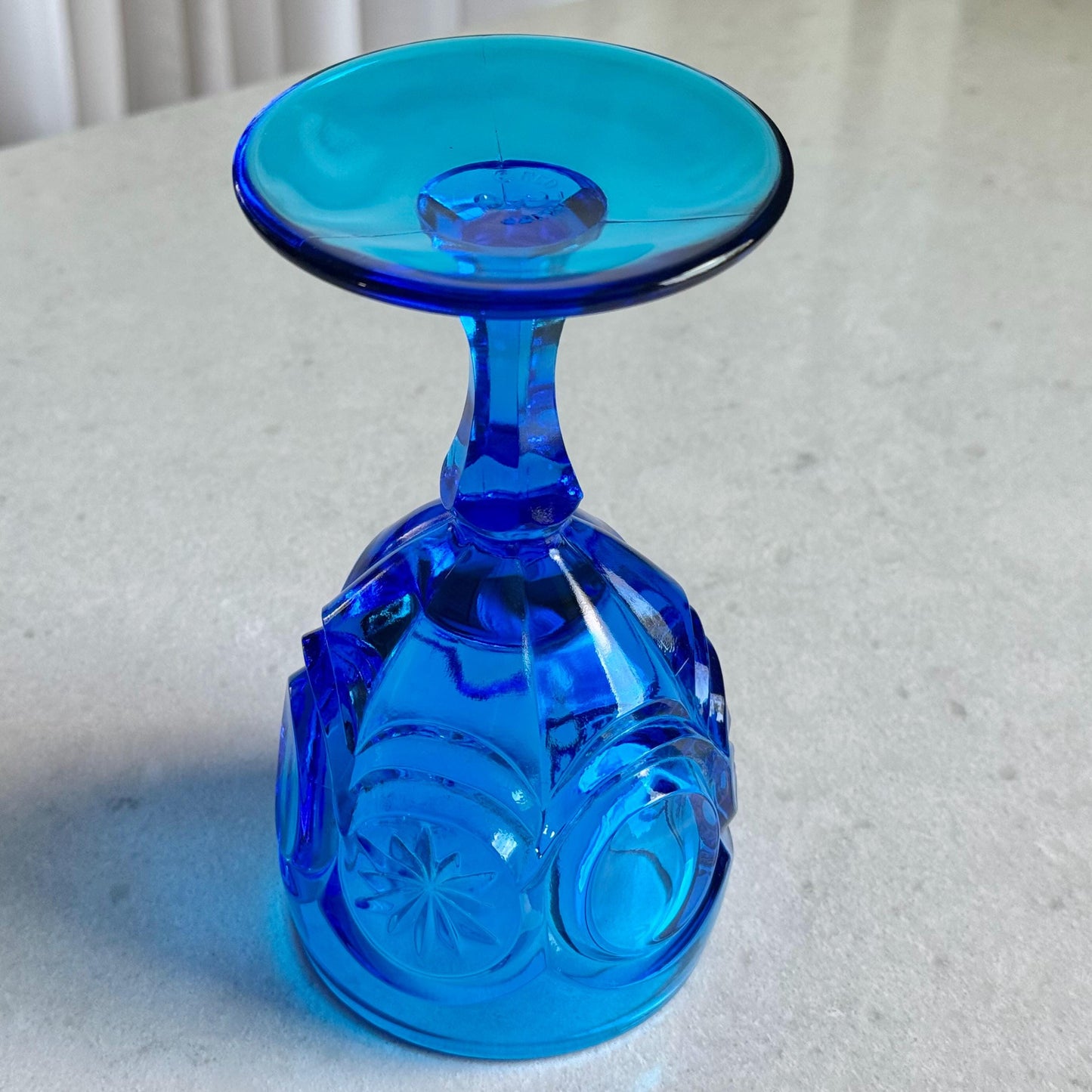 Vintage Fenton Red Cliff Knobby Bull’s Eye Dark Blue Glasses (circa 1963 - 1979) - Set of 8
