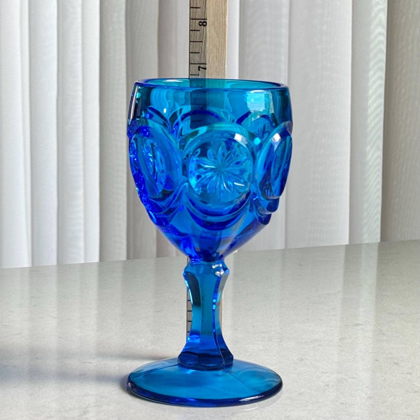 Vintage Fenton Red Cliff Knobby Bull’s Eye Dark Blue Glasses (circa 1963 - 1979) - Set of 8