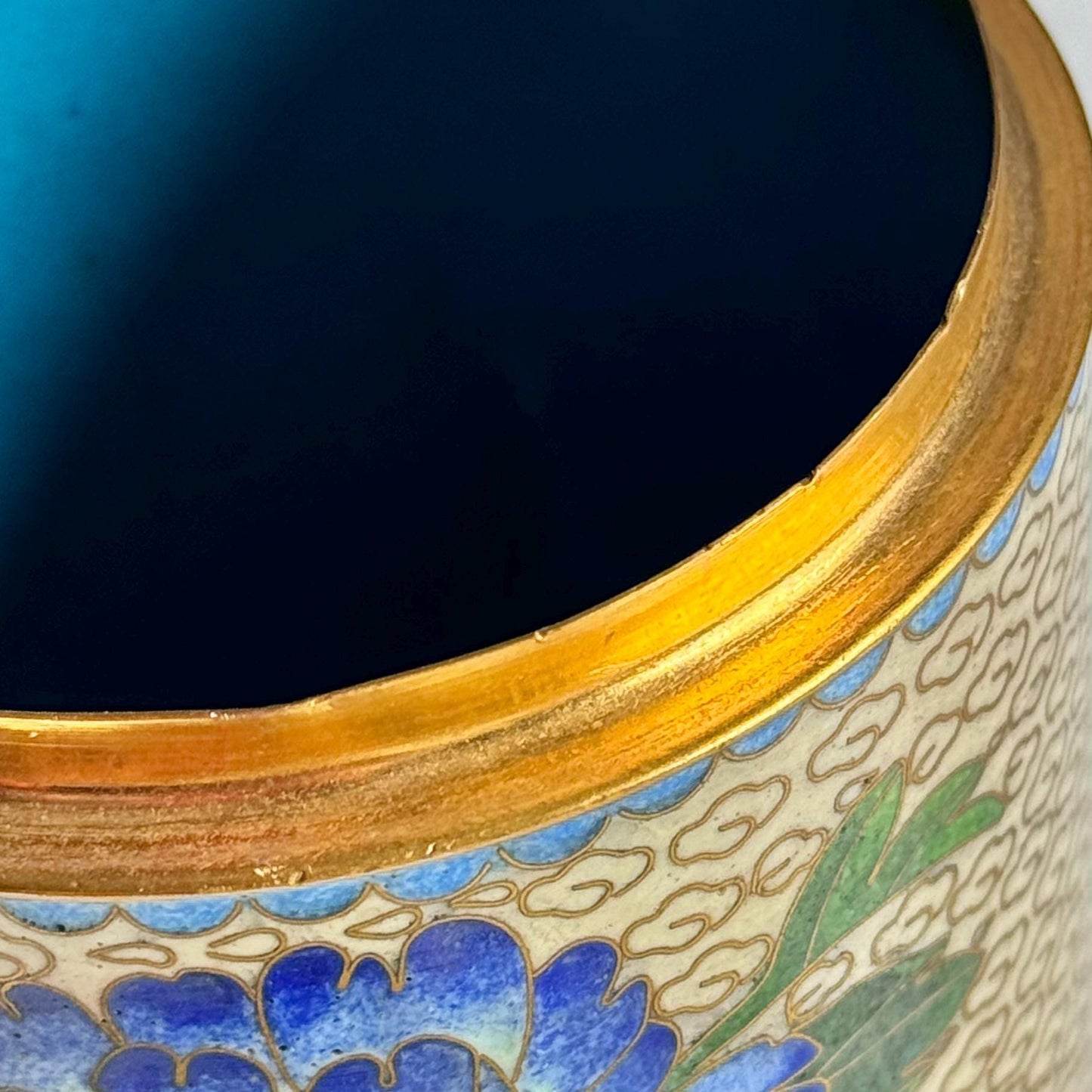 Vintage Chinese Cloisonne Tea Cannister with Lid