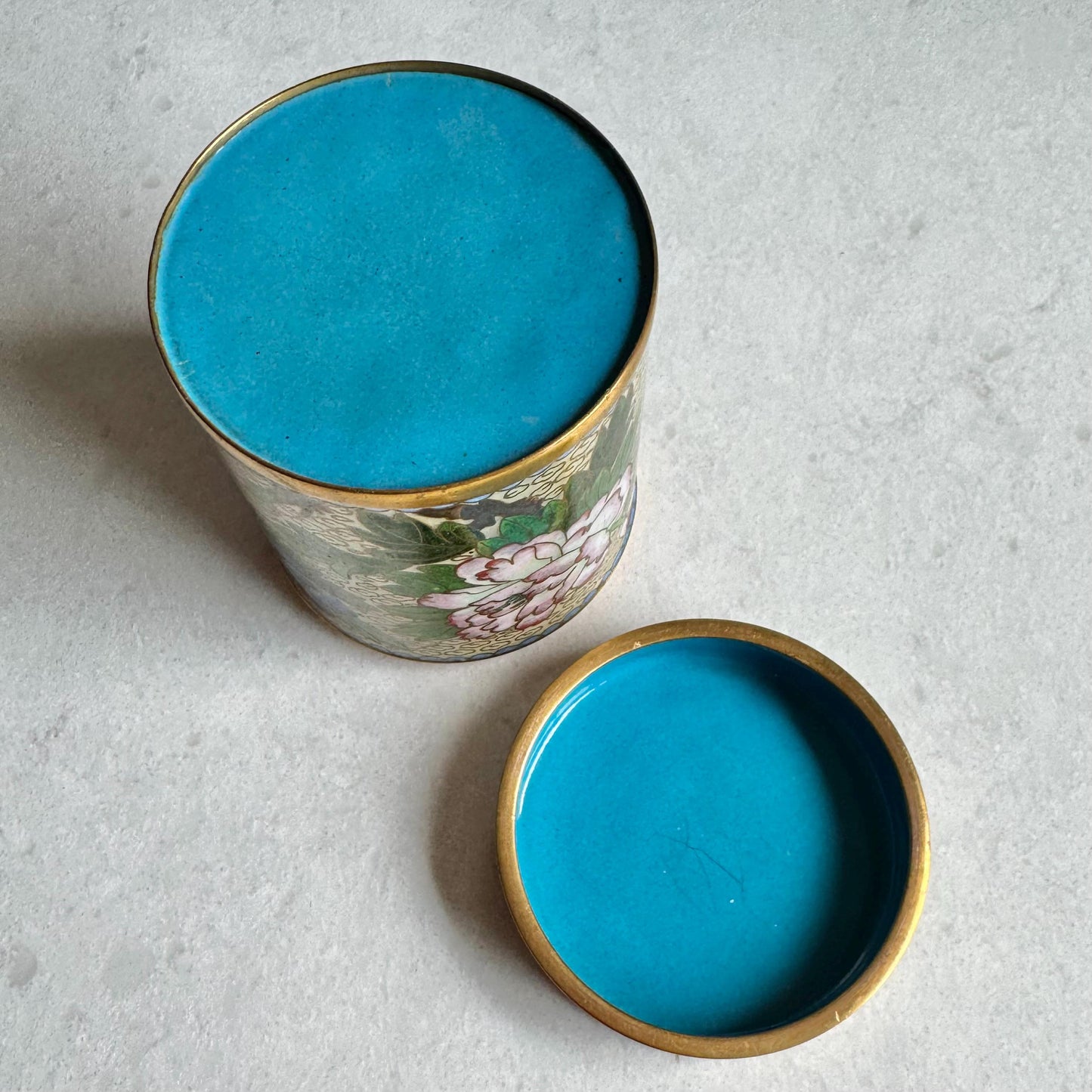 Vintage Chinese Cloisonne Tea Cannister with Lid